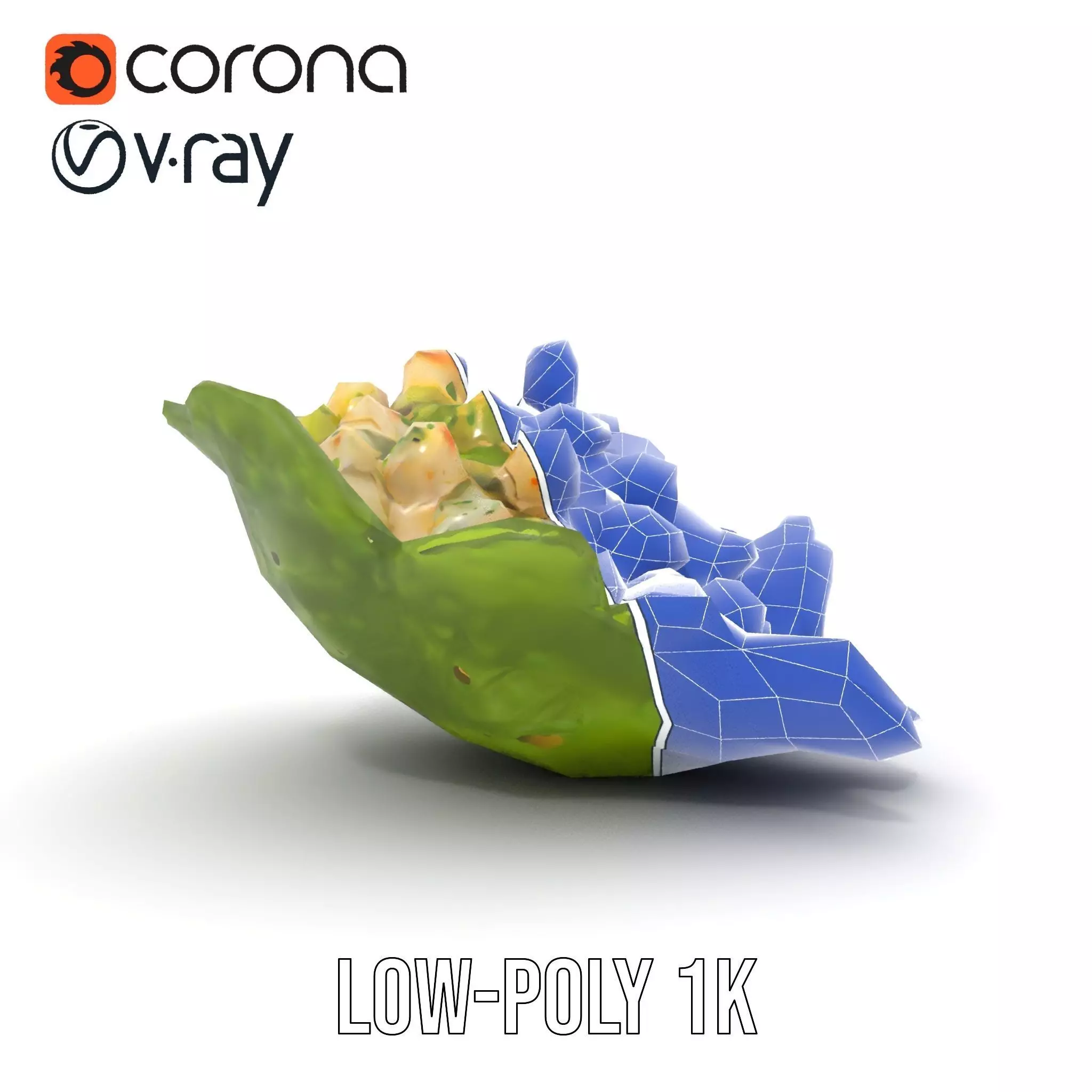 Fresh Seafood Salad on Lettuce model pack Low-poly 3D model_19