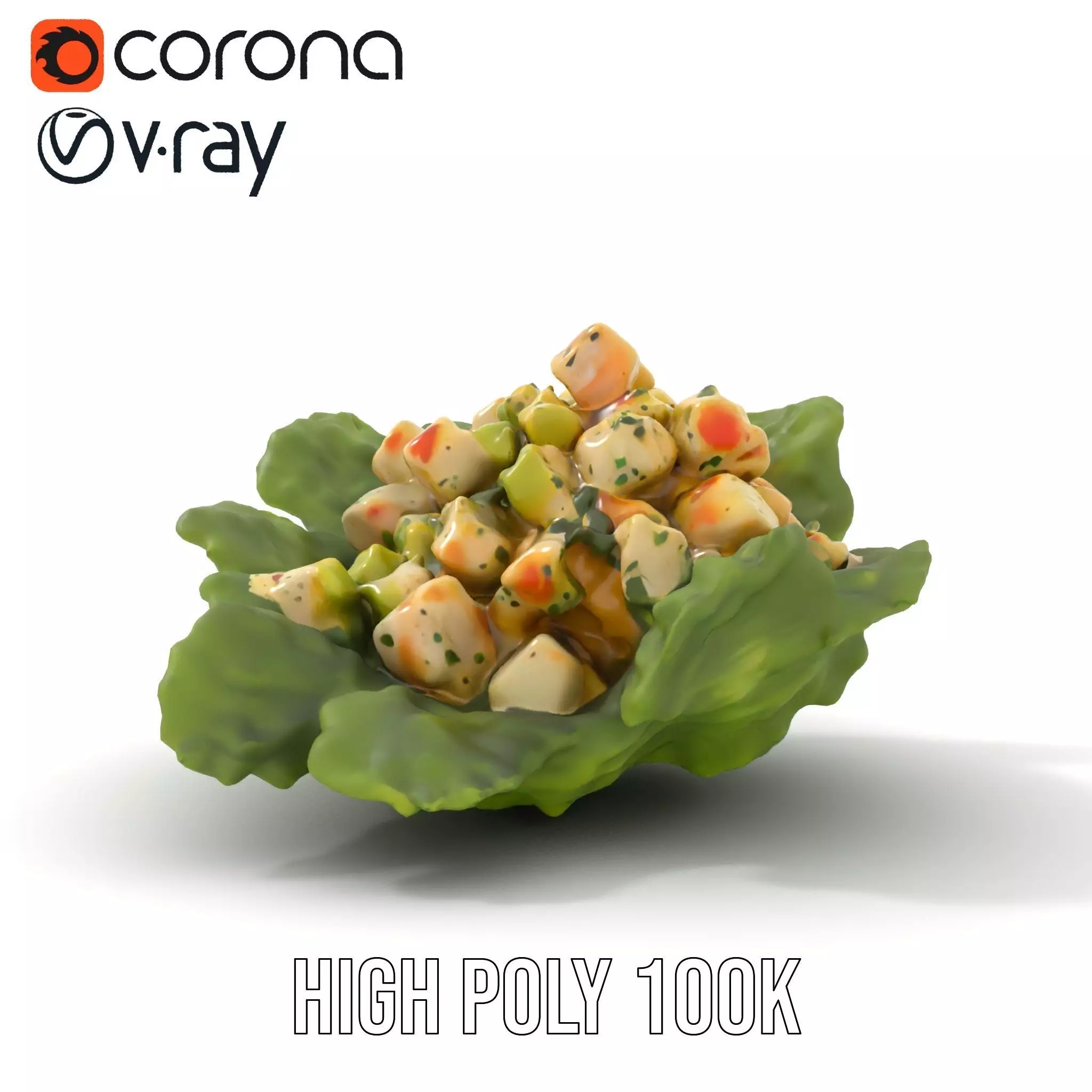 Fresh Seafood Salad on Lettuce model pack Low-poly 3D model_23