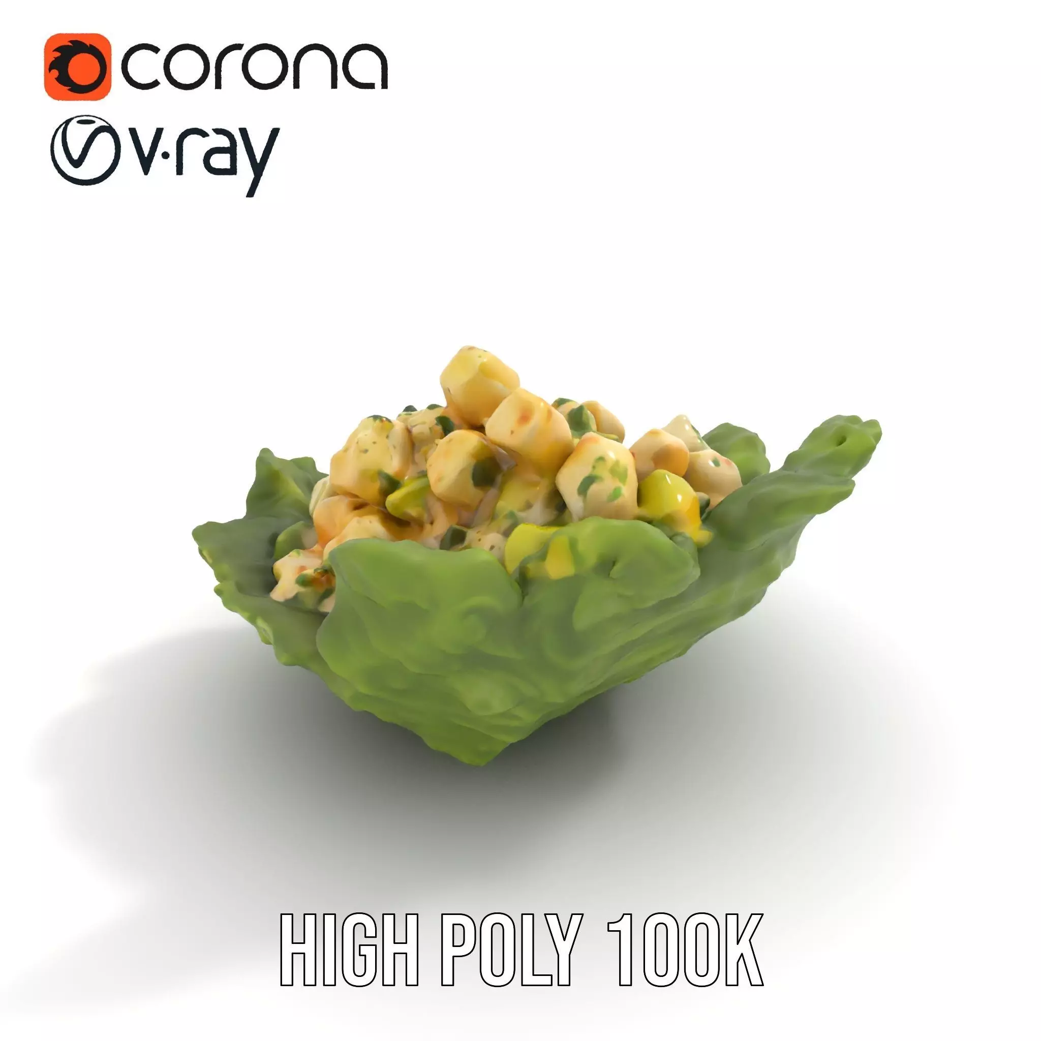 Fresh Seafood Salad on Lettuce model pack Low-poly 3D model_17