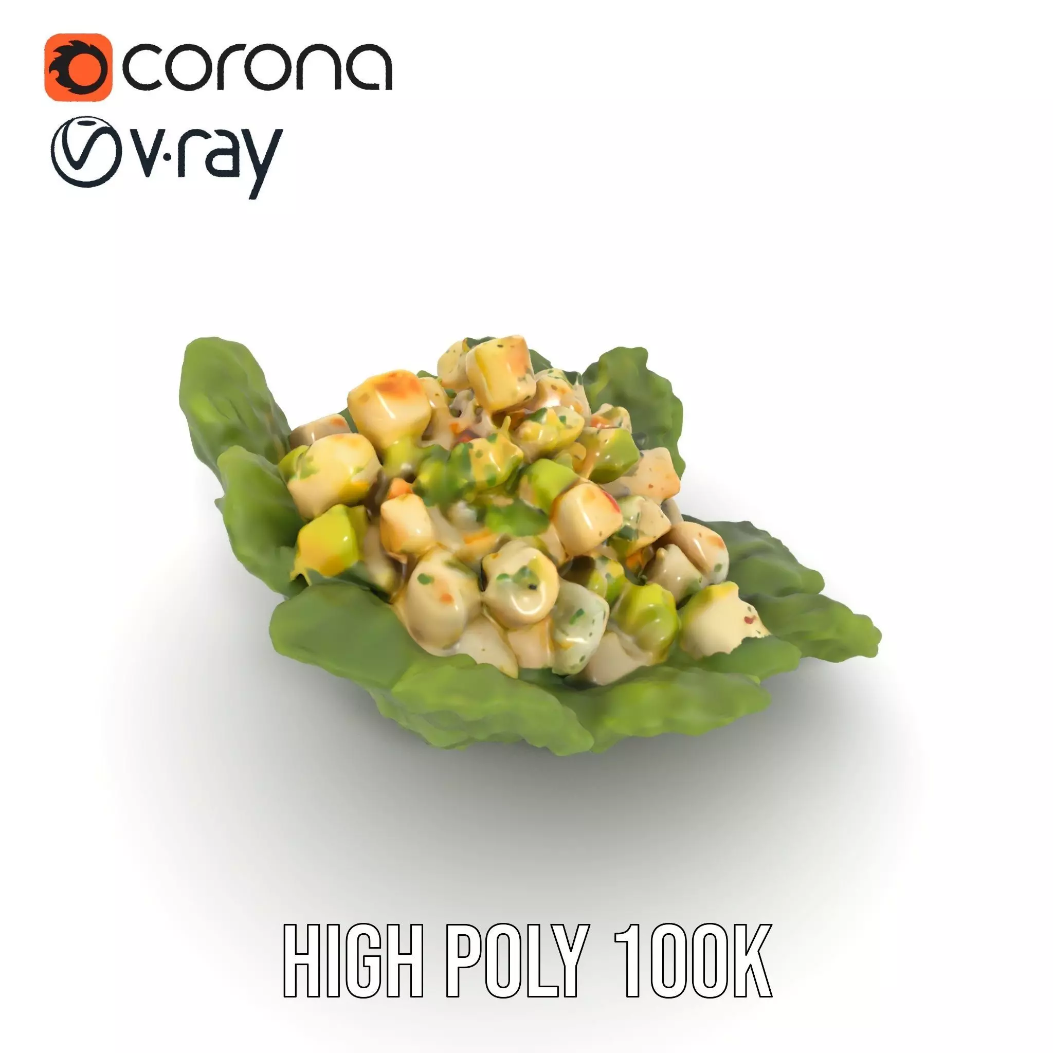 Fresh Seafood Salad on Lettuce model pack Low-poly 3D model_20