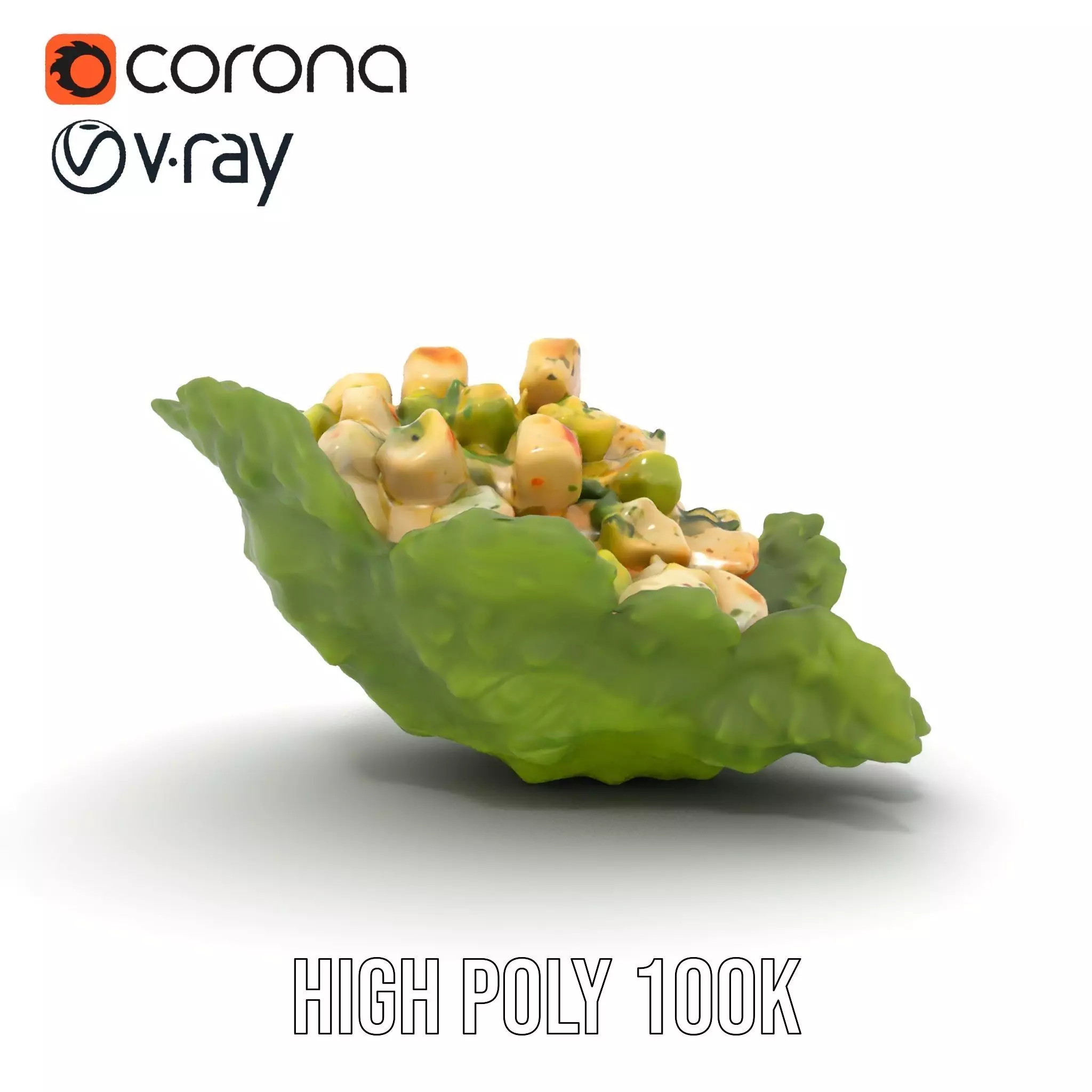 Fresh Seafood Salad on Lettuce model pack Low-poly 3D model_32