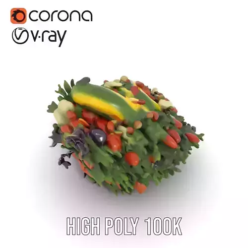 Avocado Kale Salad Model Pack with Almonds and Parmesan Low-poly 3D model 5