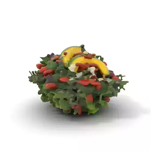 Avocado Kale Salad Model Pack with Almonds and Parmesan Low-poly 3D model 7