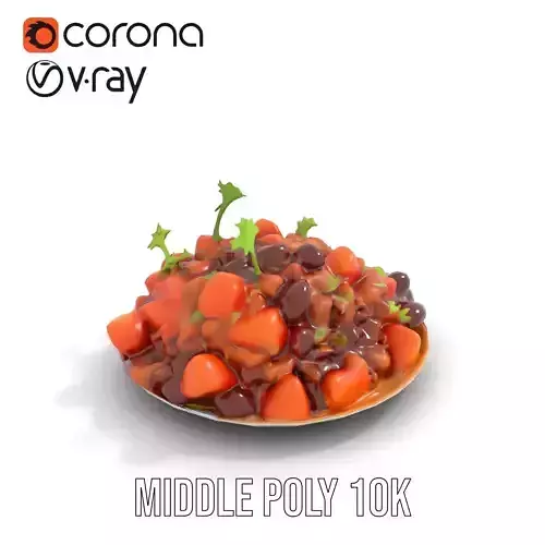 Vegetable Medley on Plate Model Pack Low-poly 3D model 5