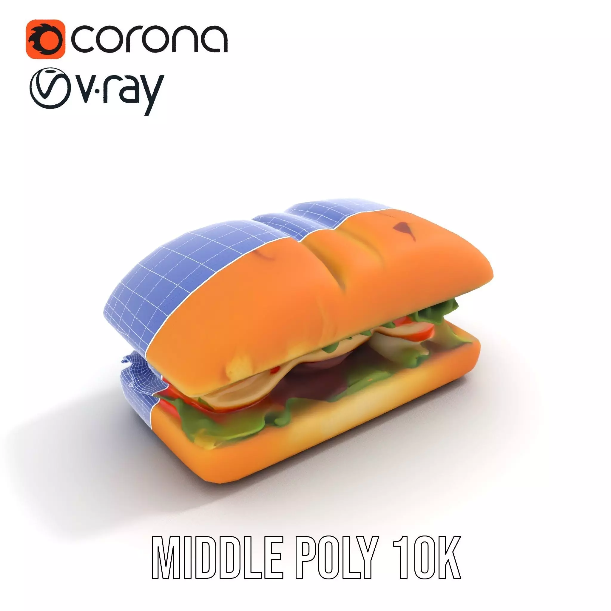 Fresh Sandwich Model Pack with Assorted Ingredients Low-poly 3D model_30