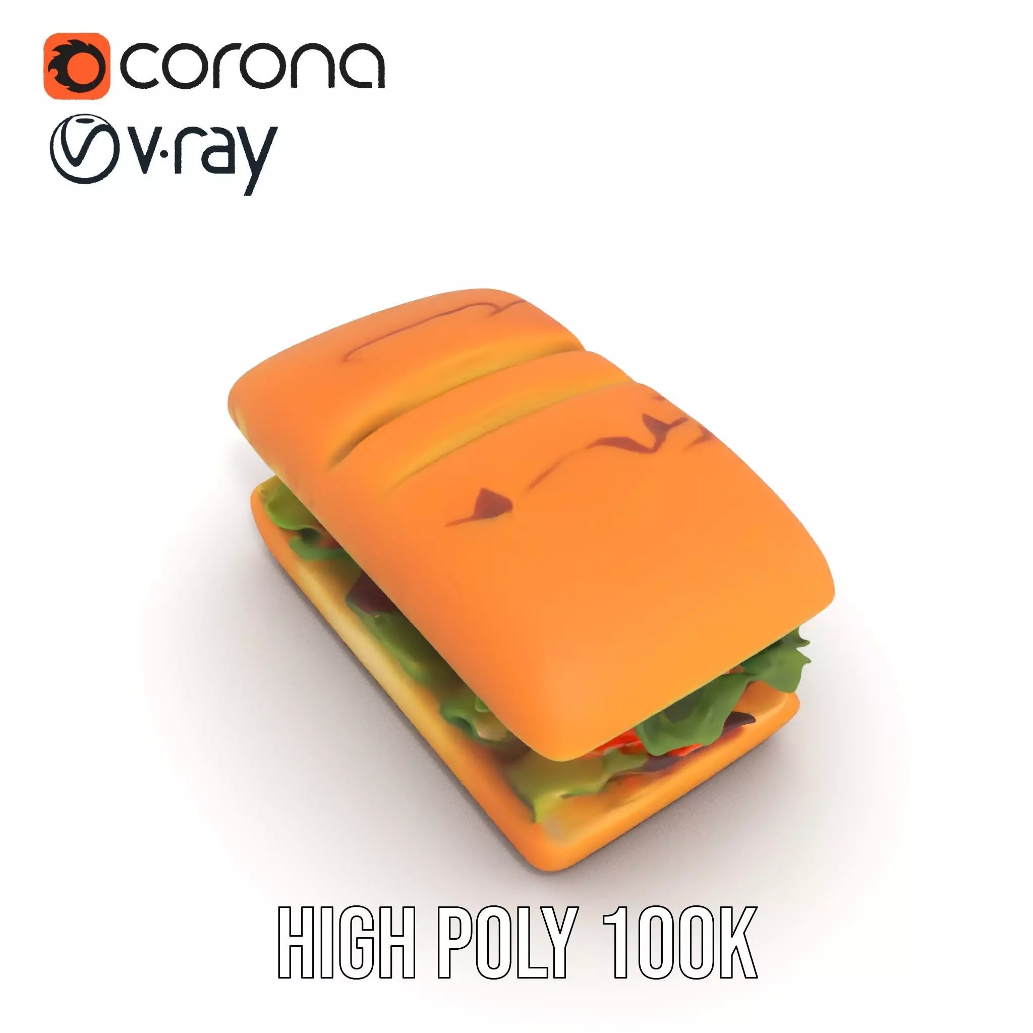 Fresh Sandwich Model Pack with Assorted Ingredients Low-poly 3D model_20