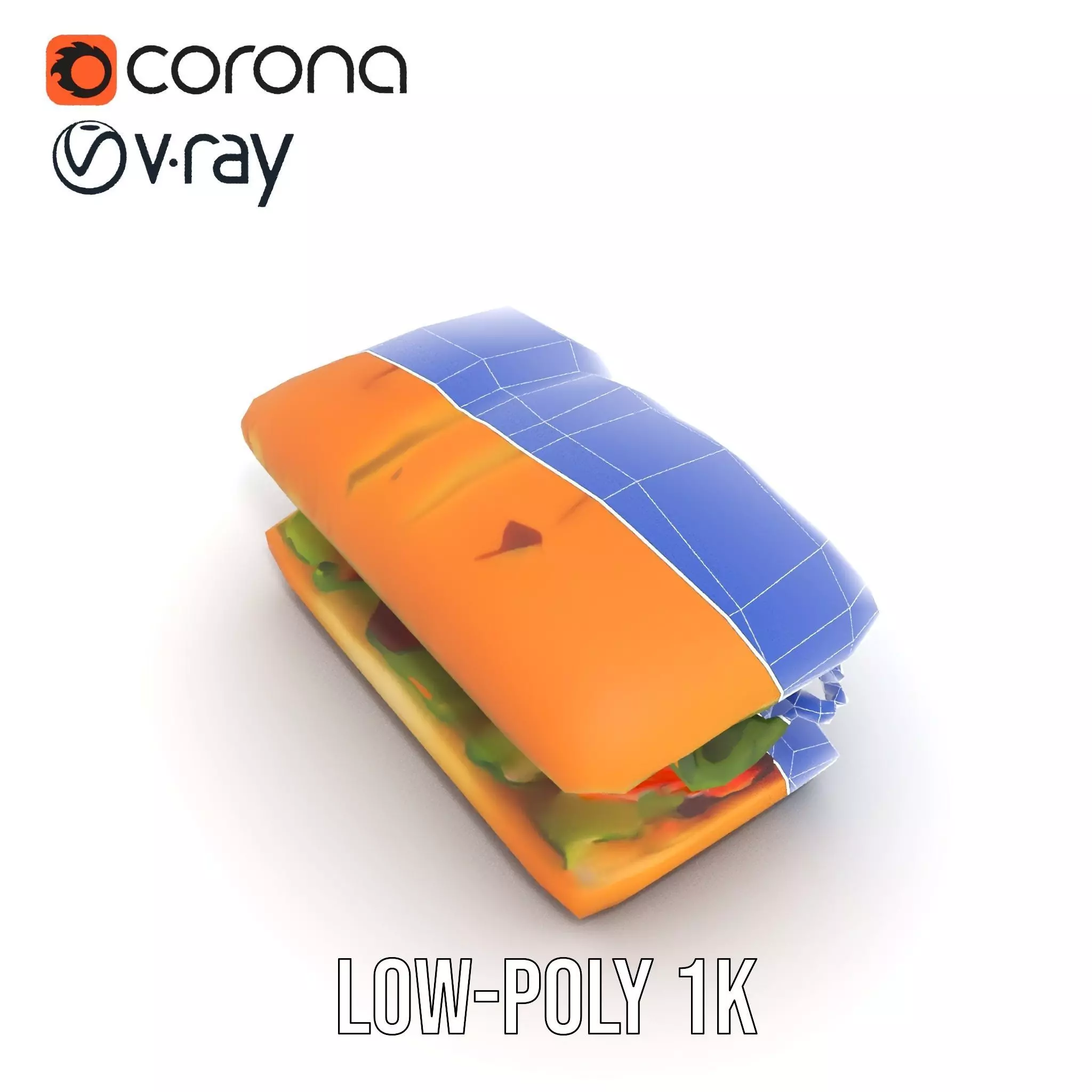 Fresh Sandwich Model Pack with Assorted Ingredients Low-poly 3D model_25