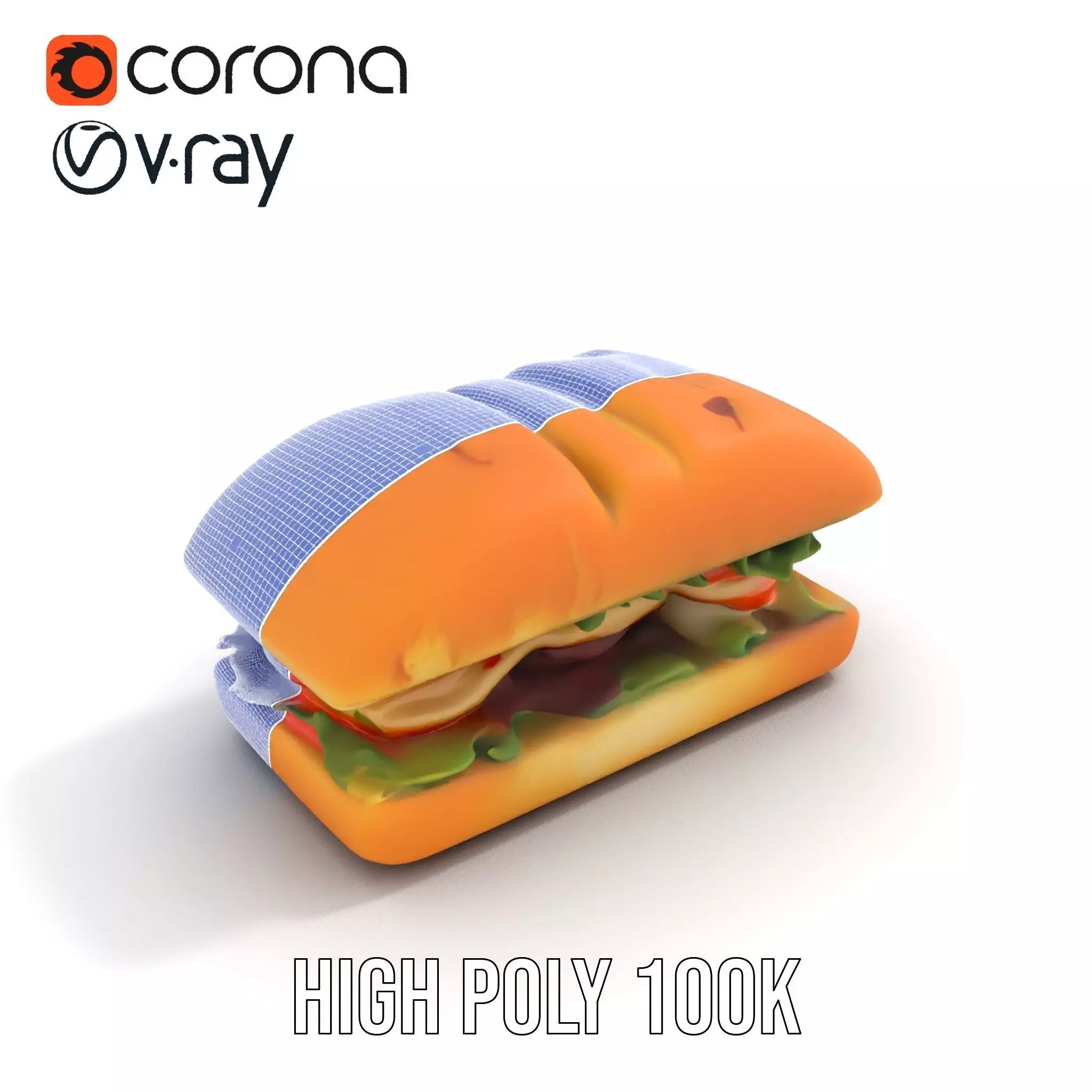 Fresh Sandwich Model Pack with Assorted Ingredients Low-poly 3D model_32