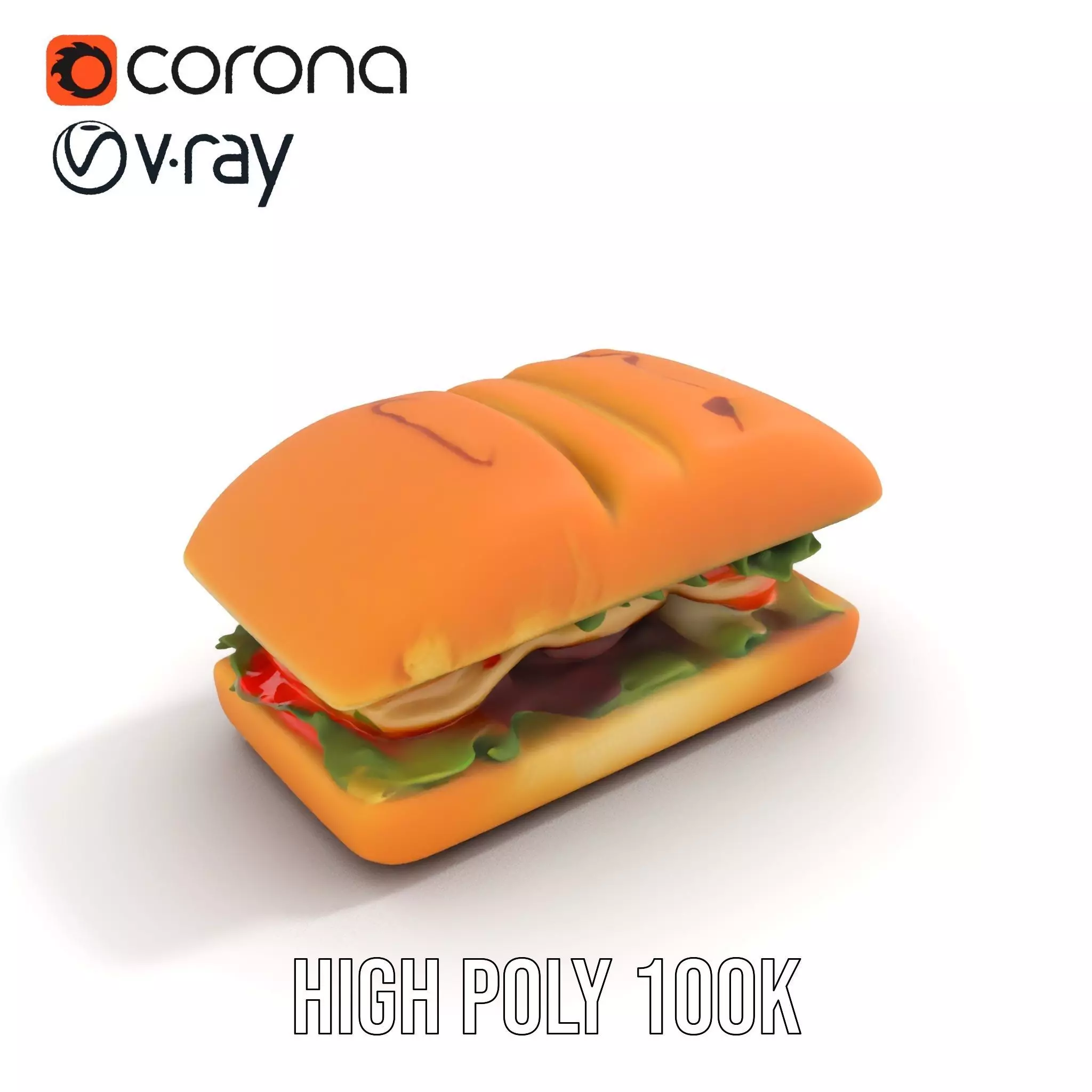 Fresh Sandwich Model Pack with Assorted Ingredients Low-poly 3D model_17