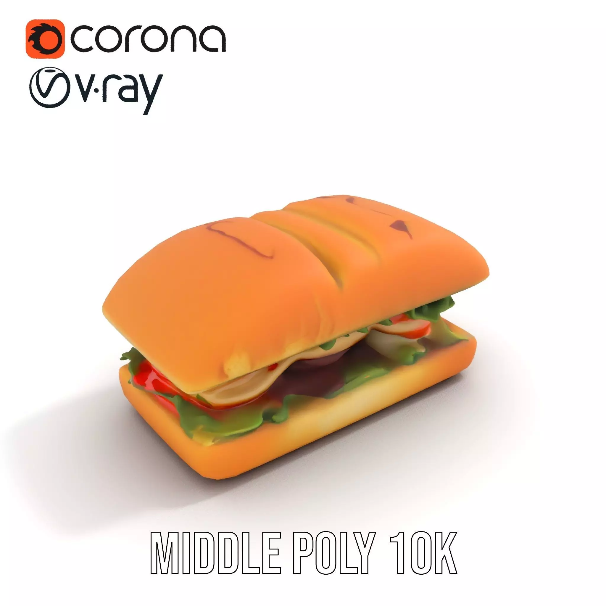 Fresh Sandwich Model Pack with Assorted Ingredients Low-poly 3D model_6