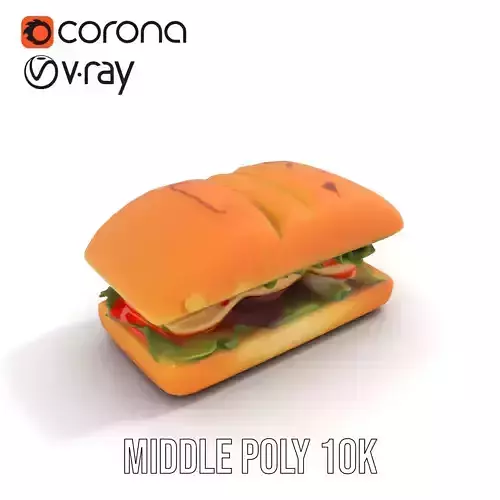 Fresh Sandwich Model Pack with Assorted Ingredients Low-poly 3D model 6