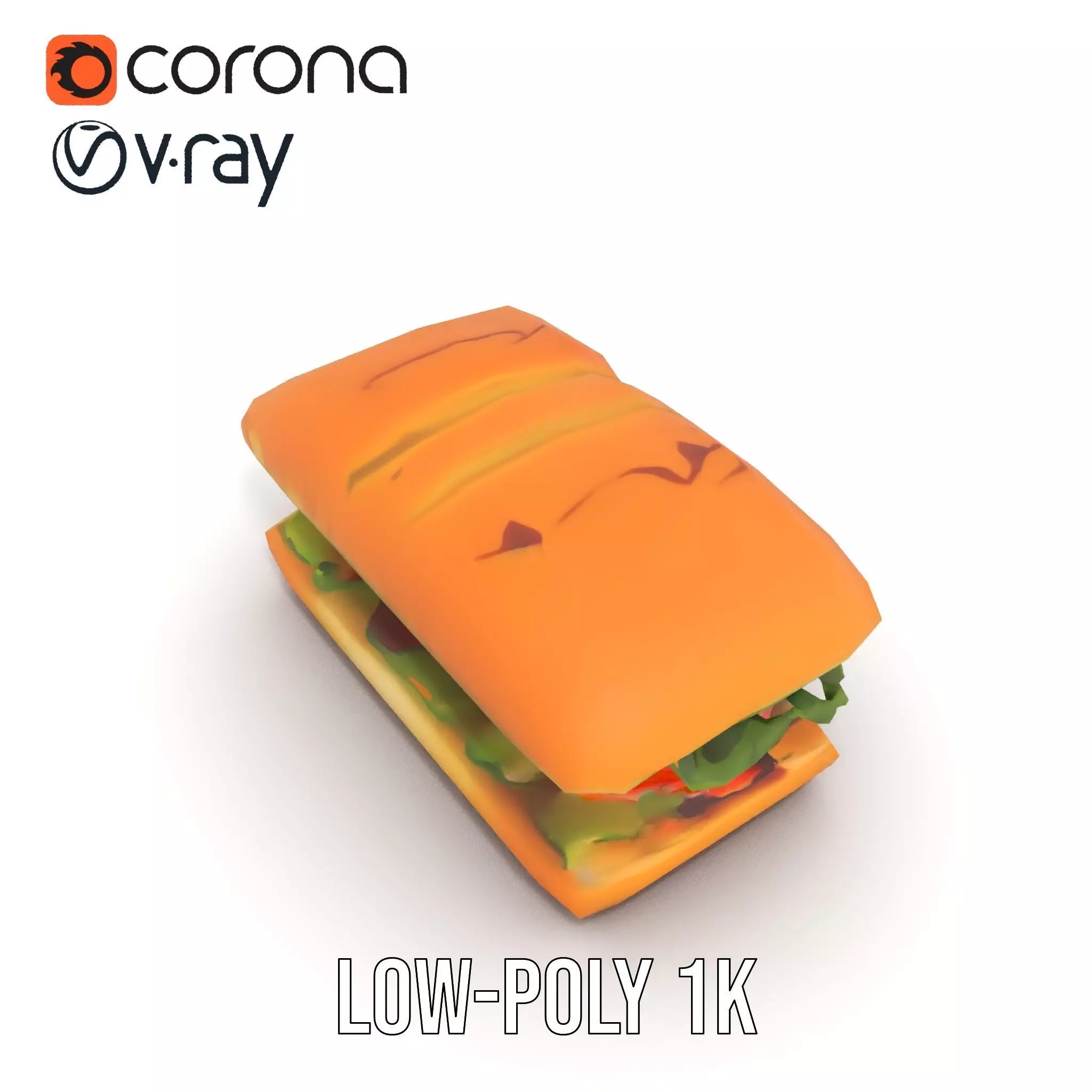 Fresh Sandwich Model Pack with Assorted Ingredients Low-poly 3D model_22