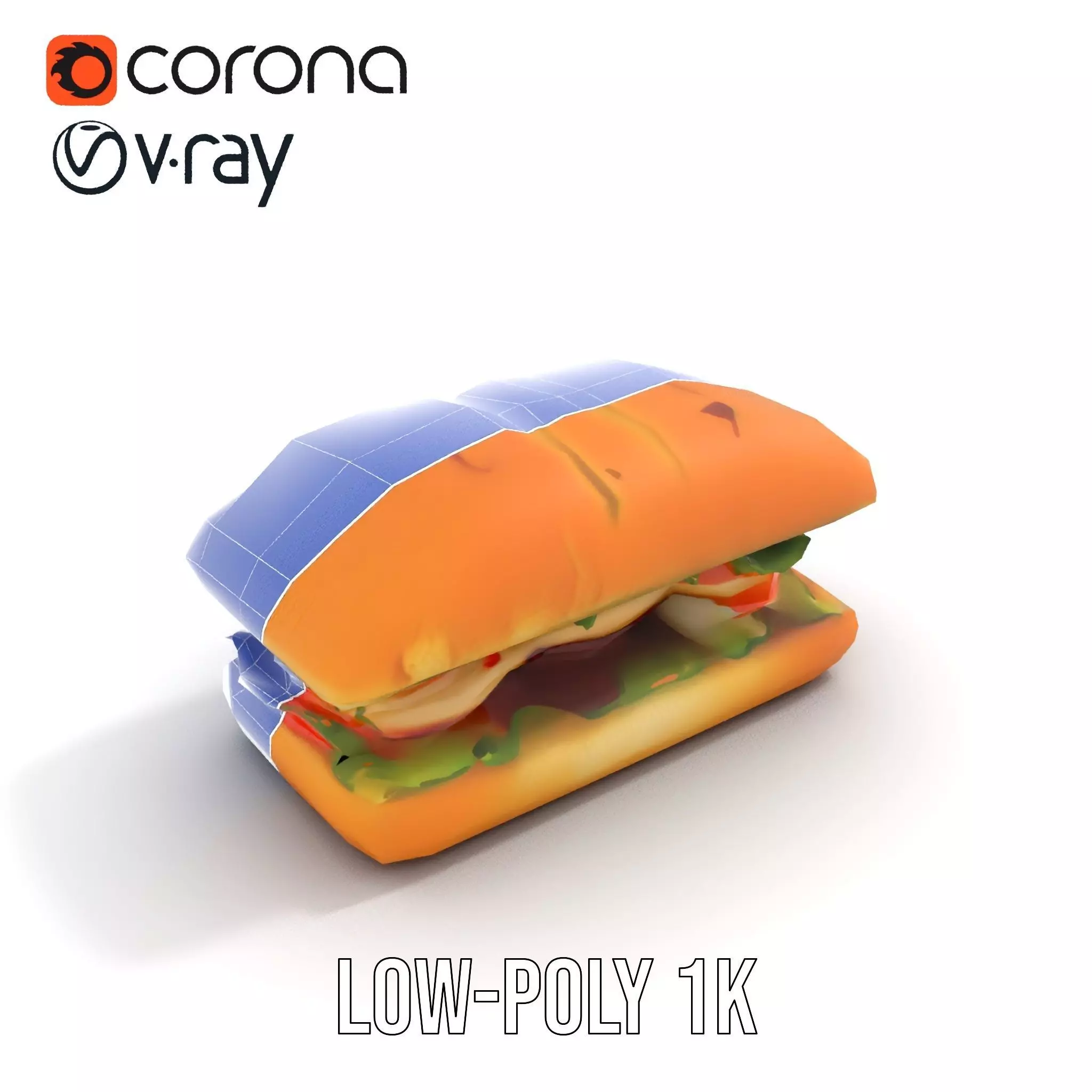 Fresh Sandwich Model Pack with Assorted Ingredients Low-poly 3D model_31