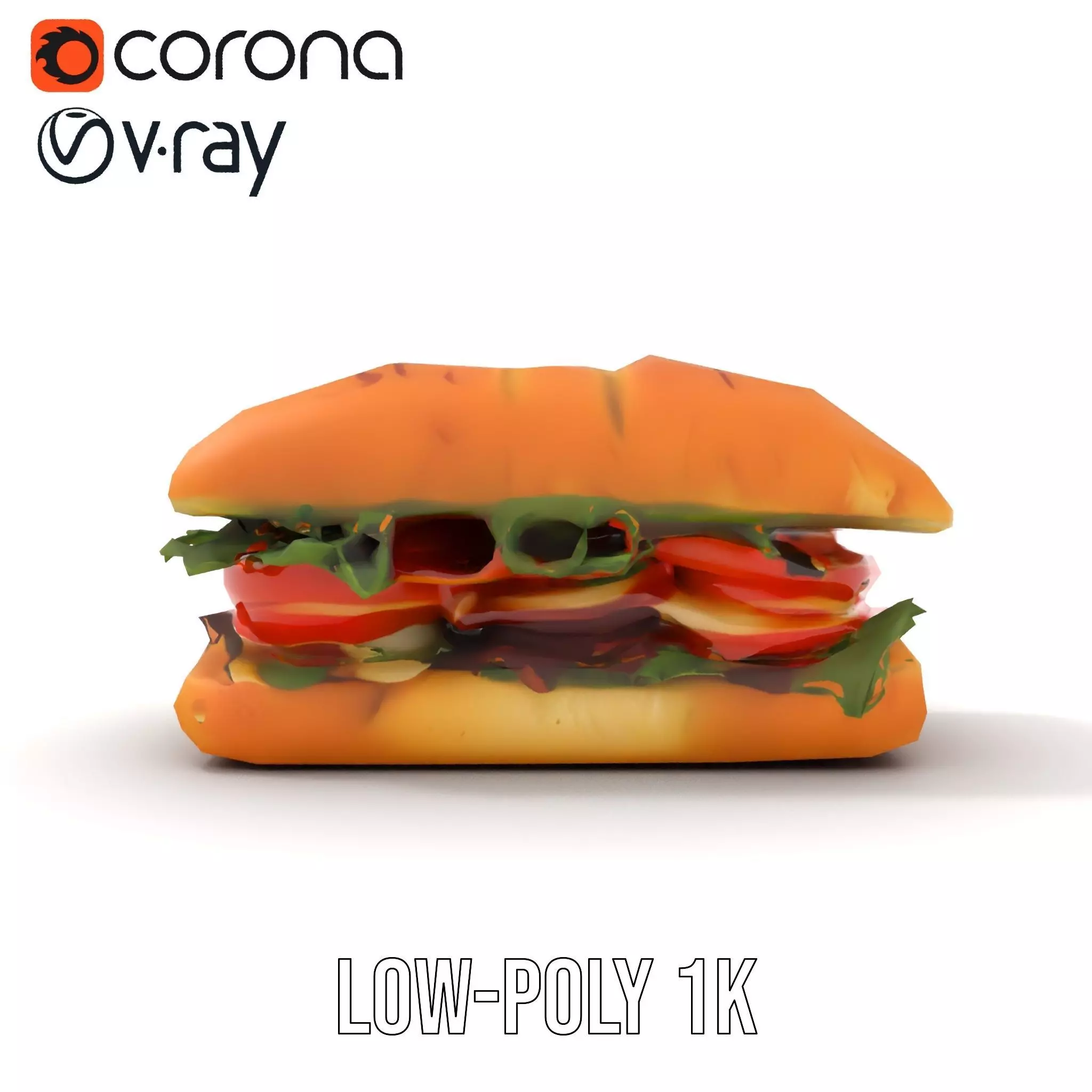 Fresh Sandwich Model Pack with Assorted Ingredients Low-poly 3D model_8