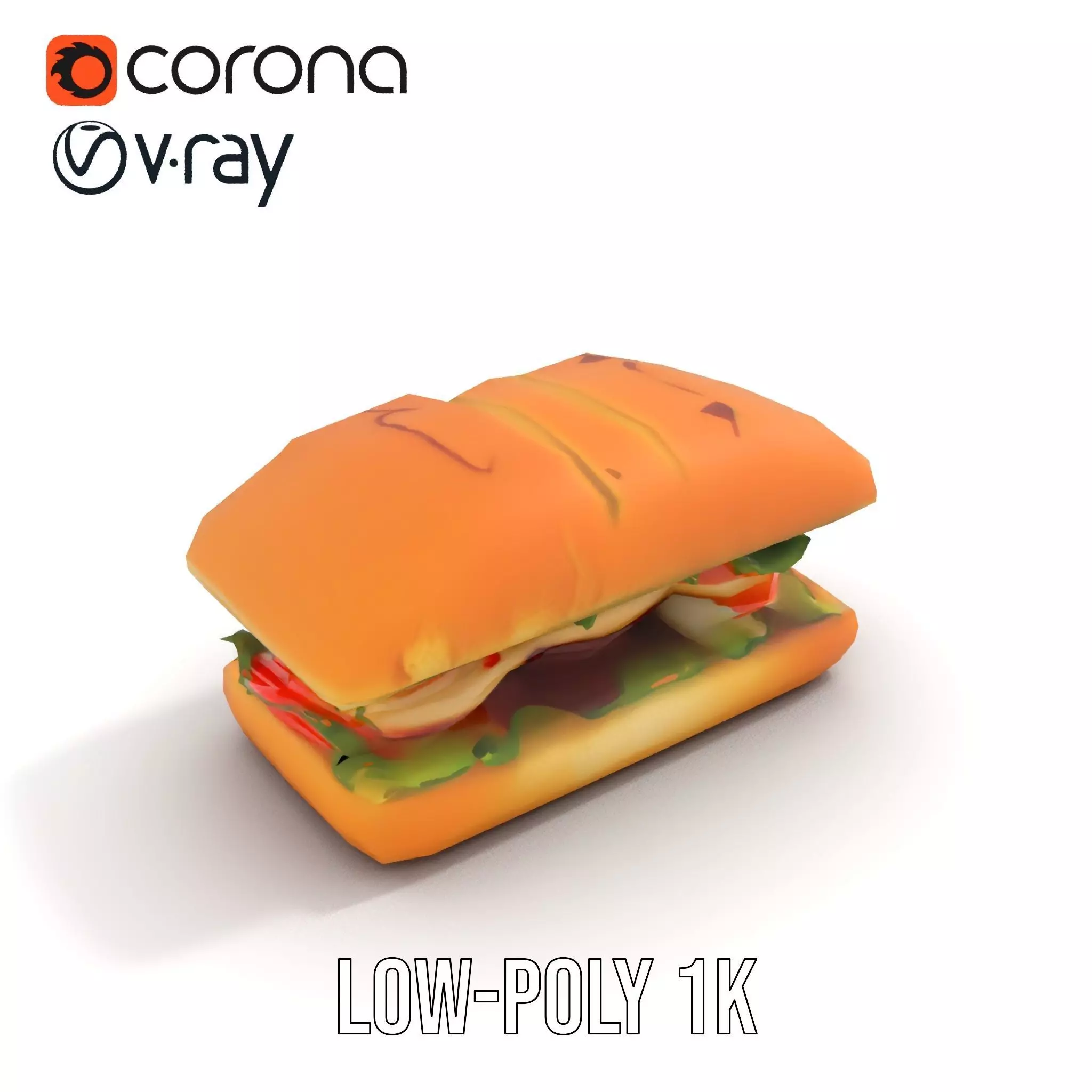 Fresh Sandwich Model Pack with Assorted Ingredients Low-poly 3D model_19