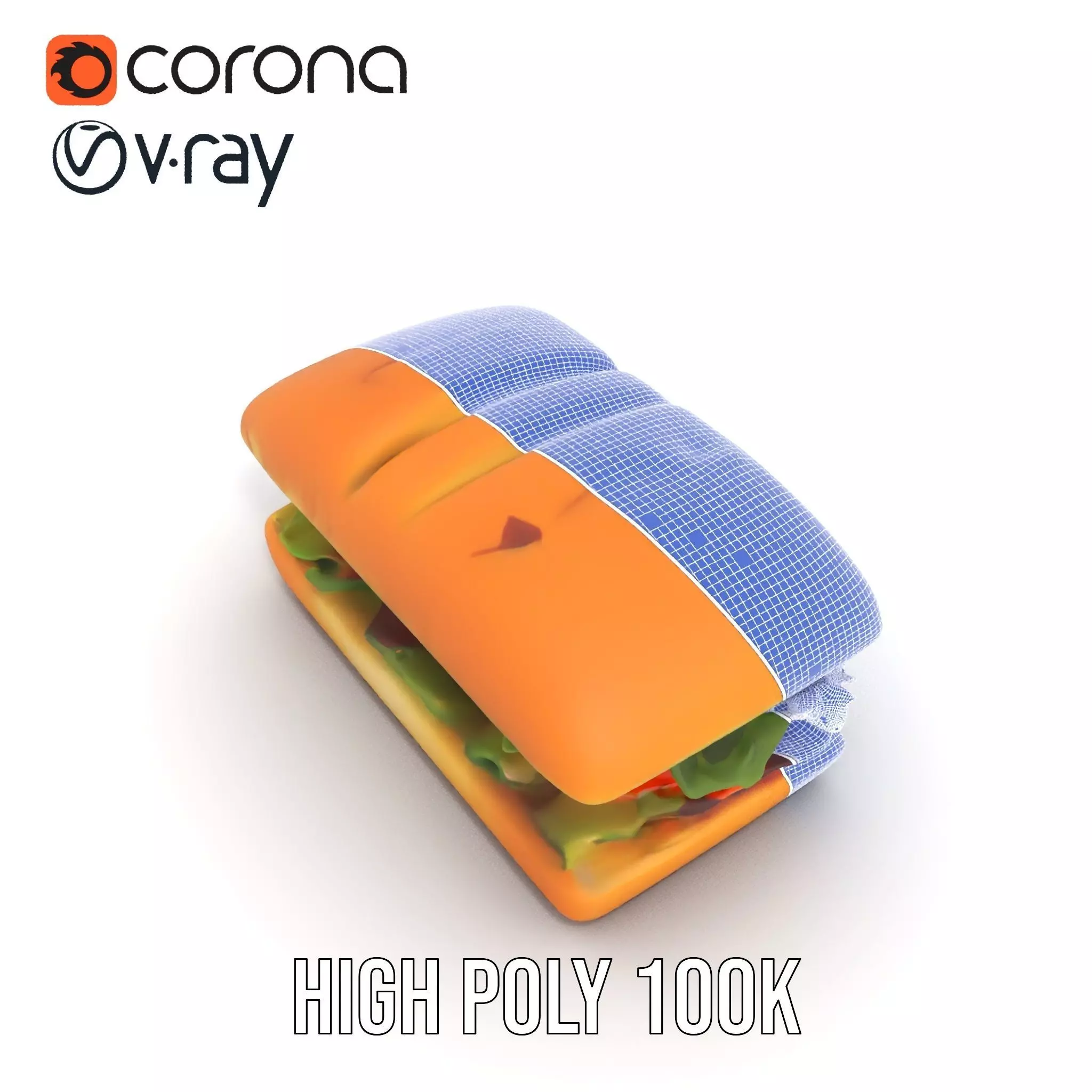 Fresh Sandwich Model Pack with Assorted Ingredients Low-poly 3D model_29