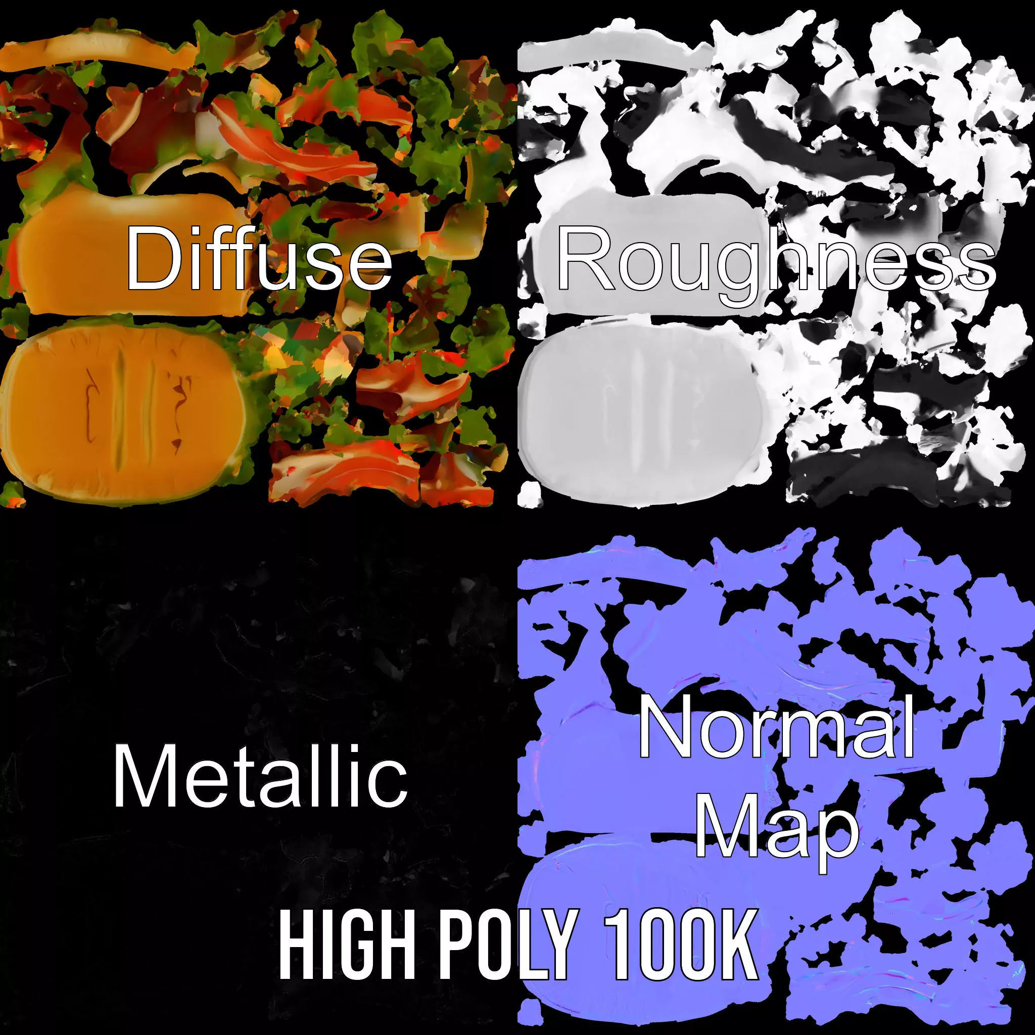 Fresh Sandwich Model Pack with Assorted Ingredients Low-poly 3D model_3