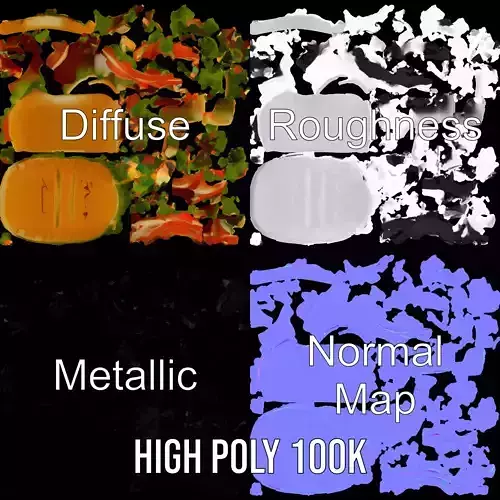 Fresh Sandwich Model Pack with Assorted Ingredients Low-poly 3D model 3