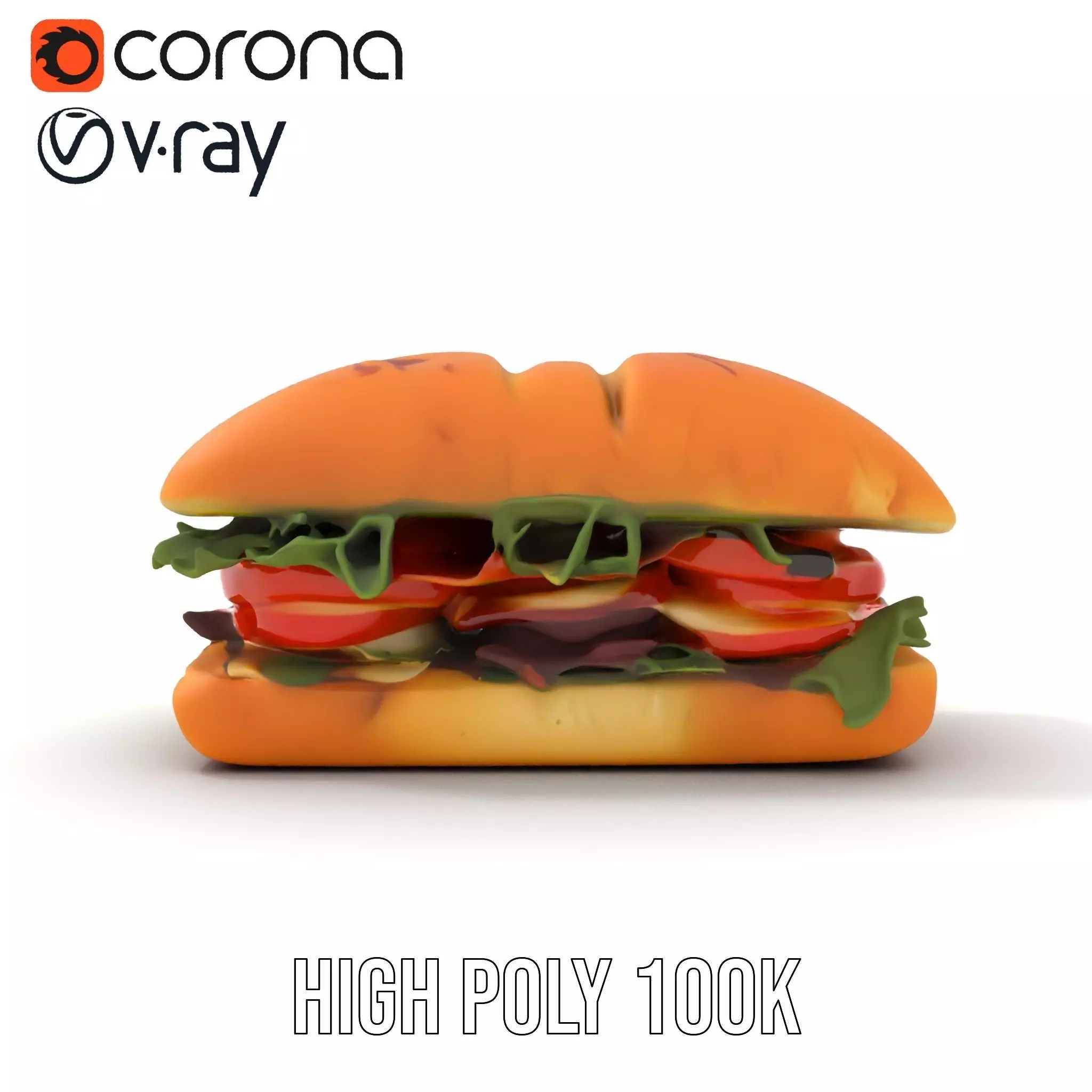 Fresh Sandwich Model Pack with Assorted Ingredients Low-poly 3D model_26