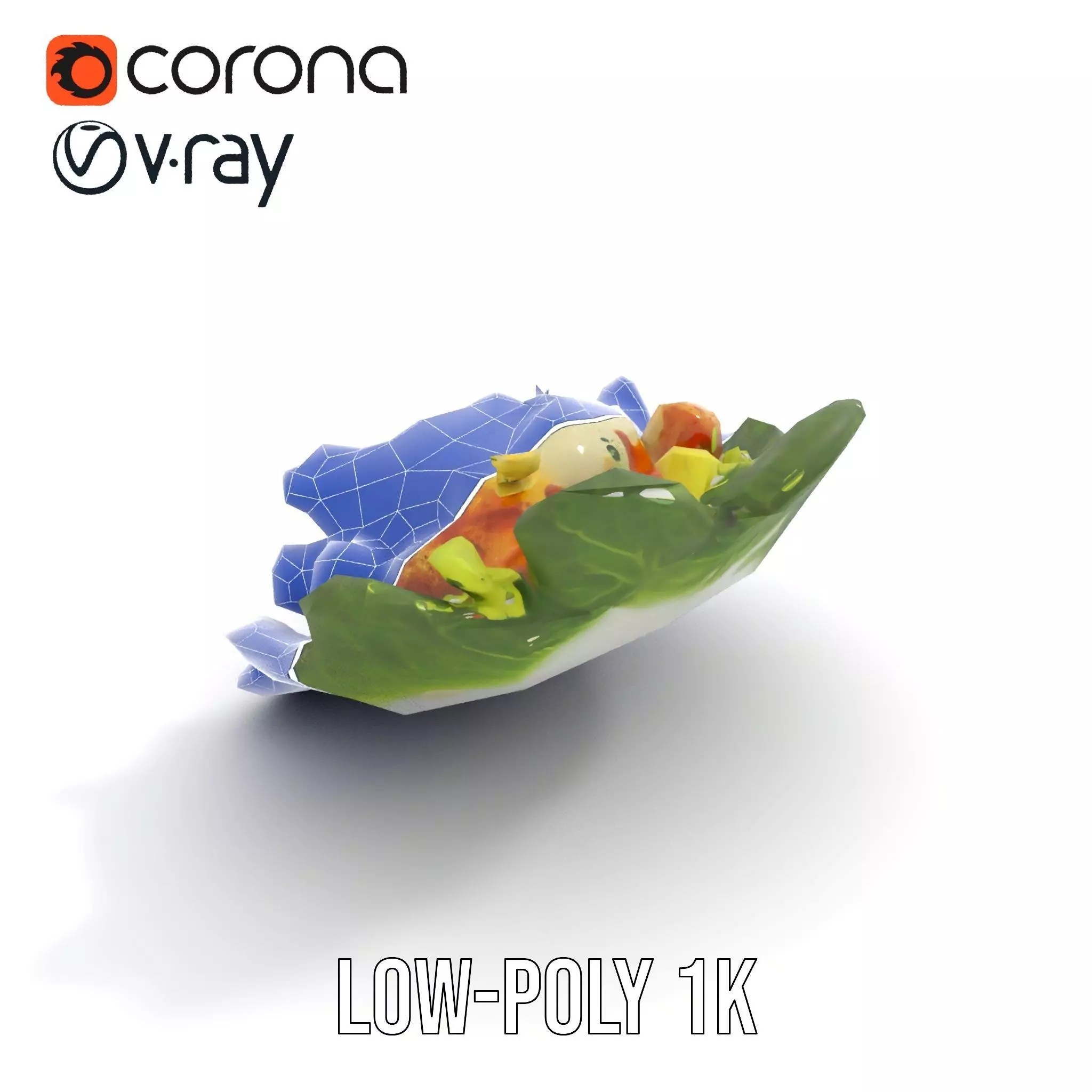 Caesar Salad Model Pack with Lettuce and Croutons Low-poly 3D model_20