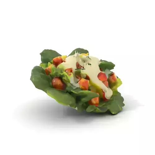 Caesar Salad Model Pack with Lettuce and Croutons Low-poly 3D model 6