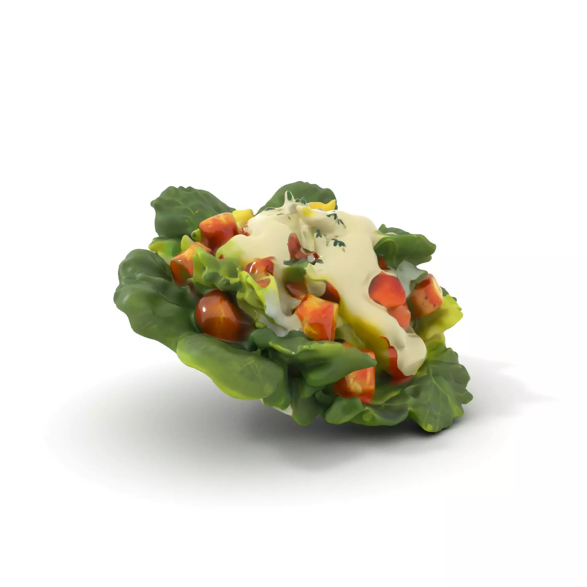 Caesar Salad Model Pack with Lettuce and Croutons Low-poly 3D model_0