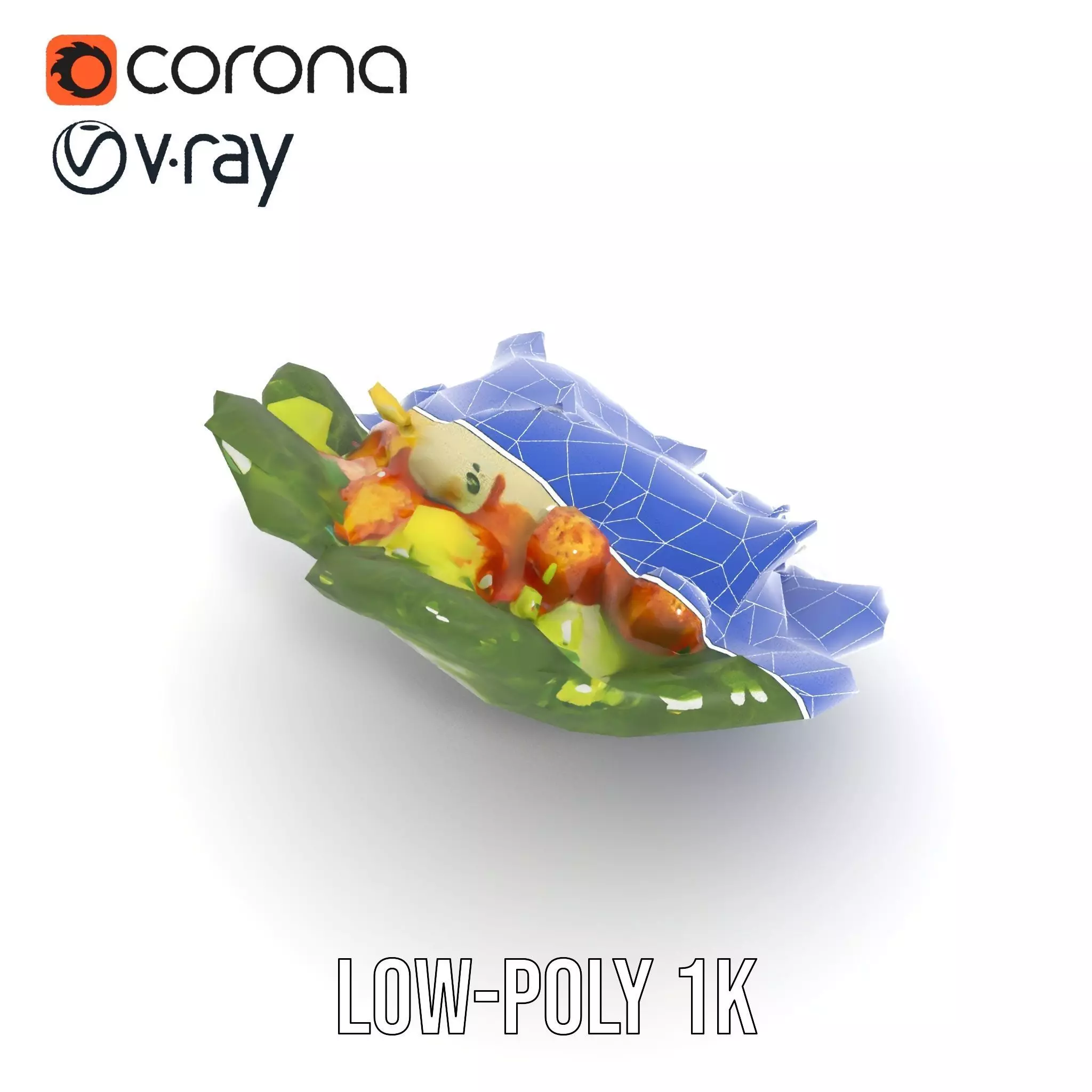 Caesar Salad Model Pack with Lettuce and Croutons Low-poly 3D model_25