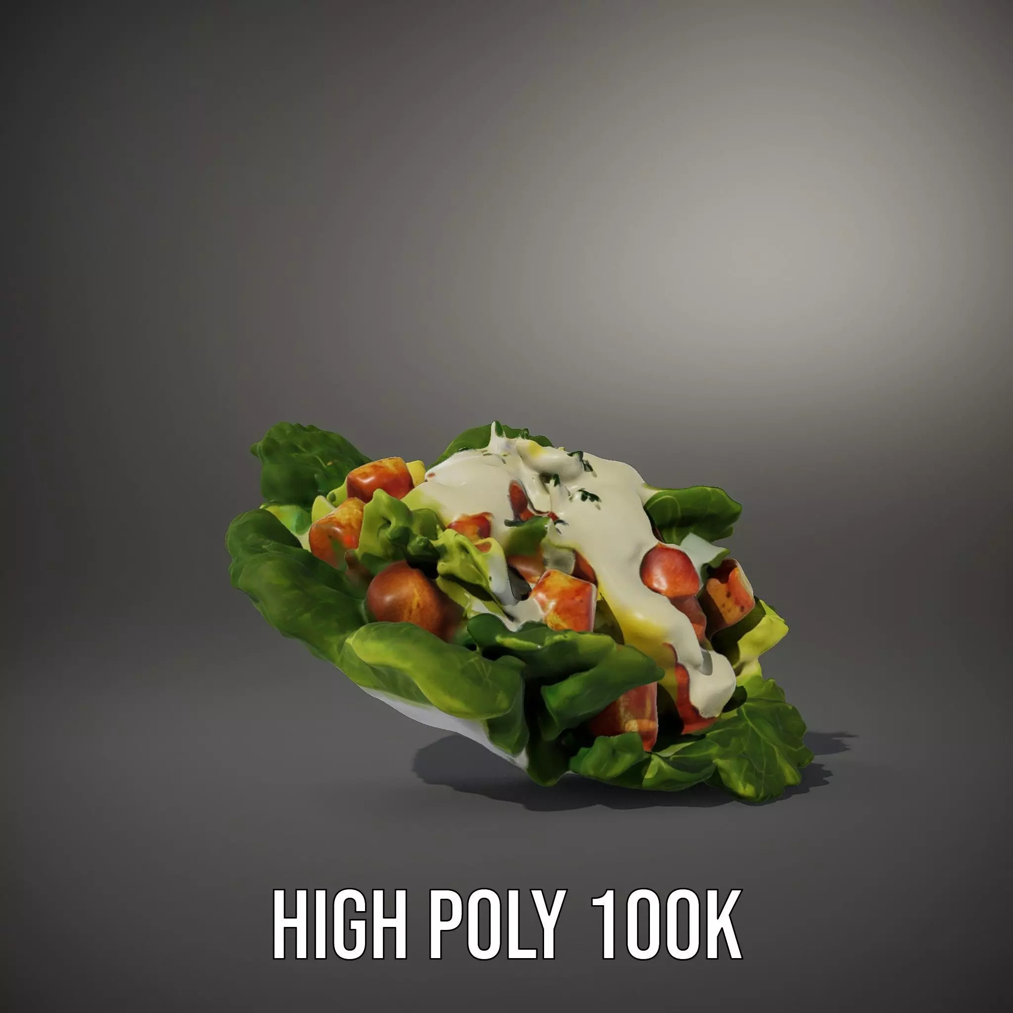 Caesar Salad Model Pack with Lettuce and Croutons Low-poly 3D model_15