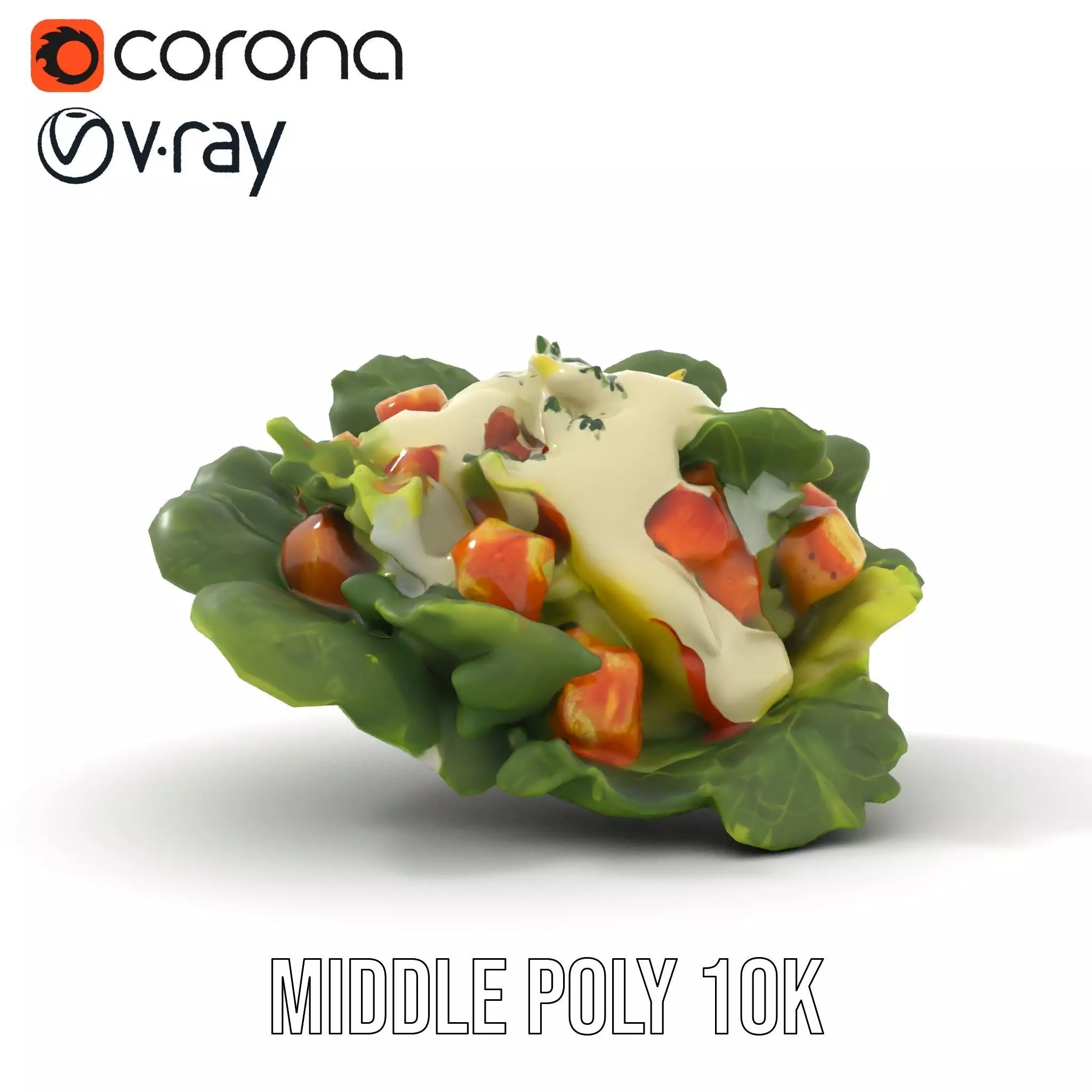 Caesar Salad Model Pack with Lettuce and Croutons Low-poly 3D model_27