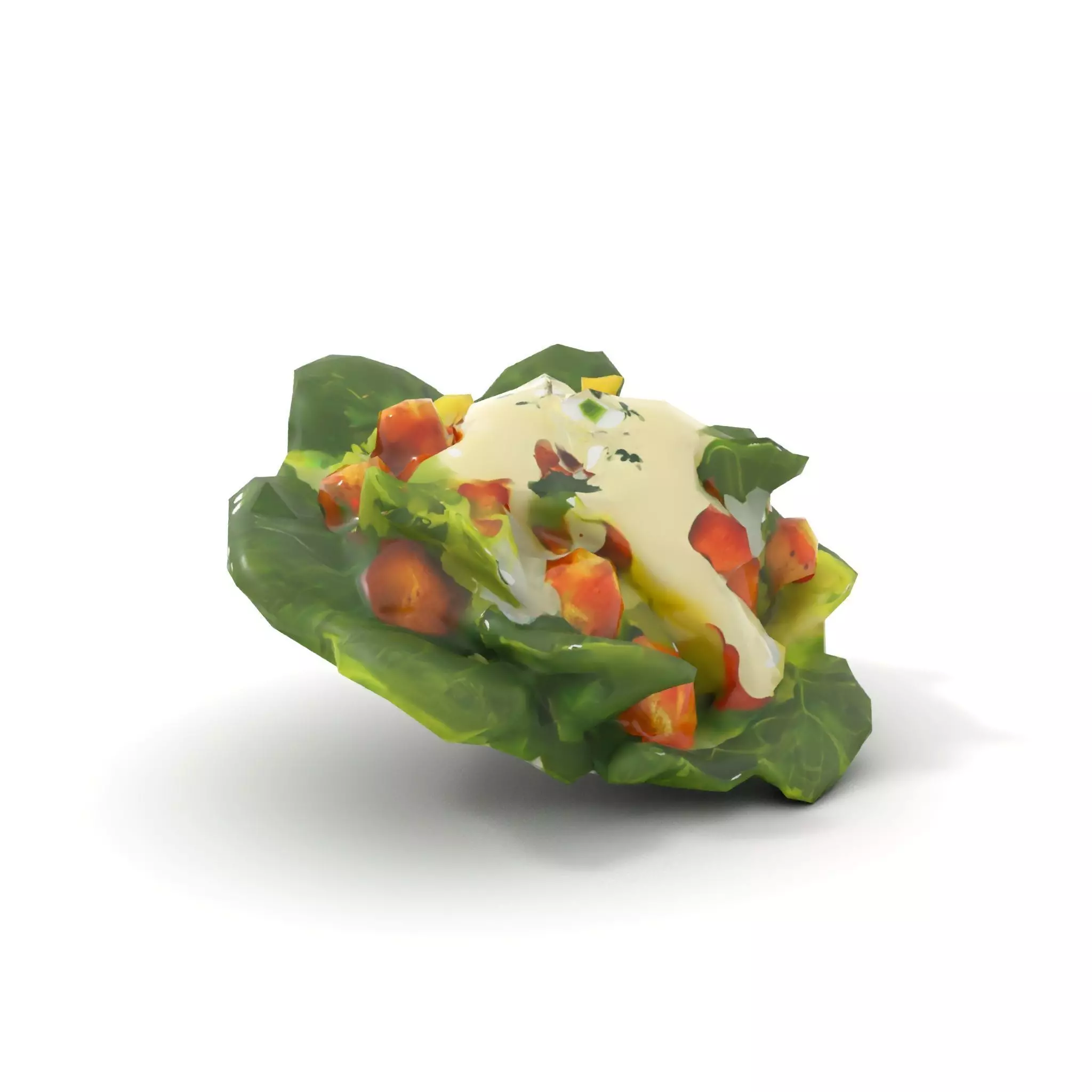 Caesar Salad Model Pack with Lettuce and Croutons Low-poly 3D model_17
