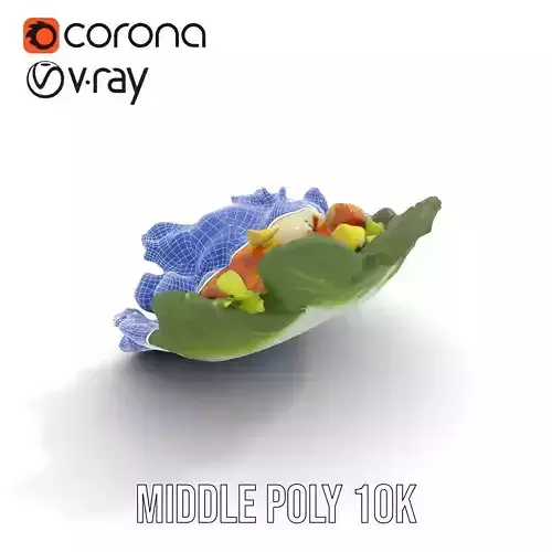 Caesar Salad Model Pack with Lettuce and Croutons Low-poly 3D model 5