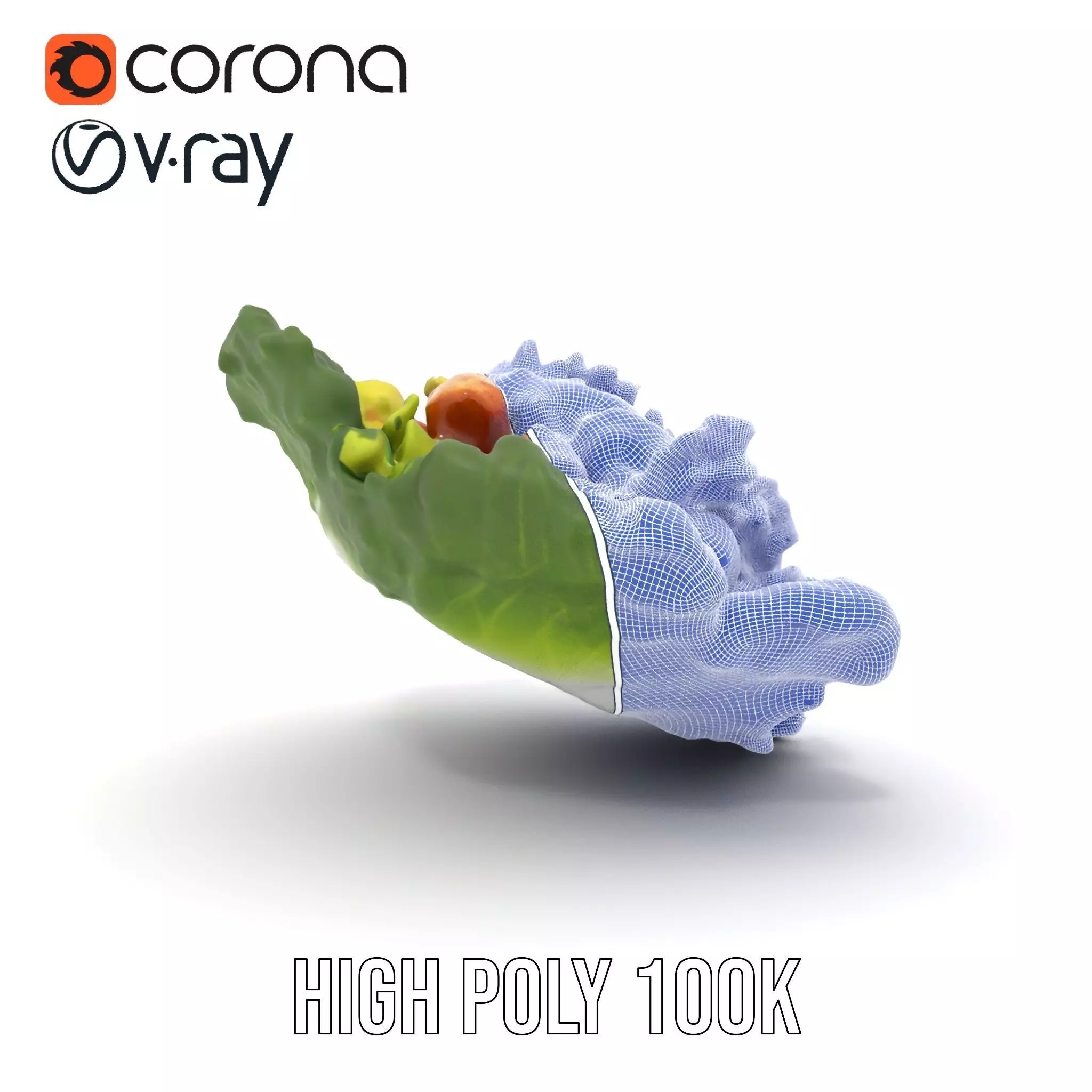 Caesar Salad Model Pack with Lettuce and Croutons Low-poly 3D model_34