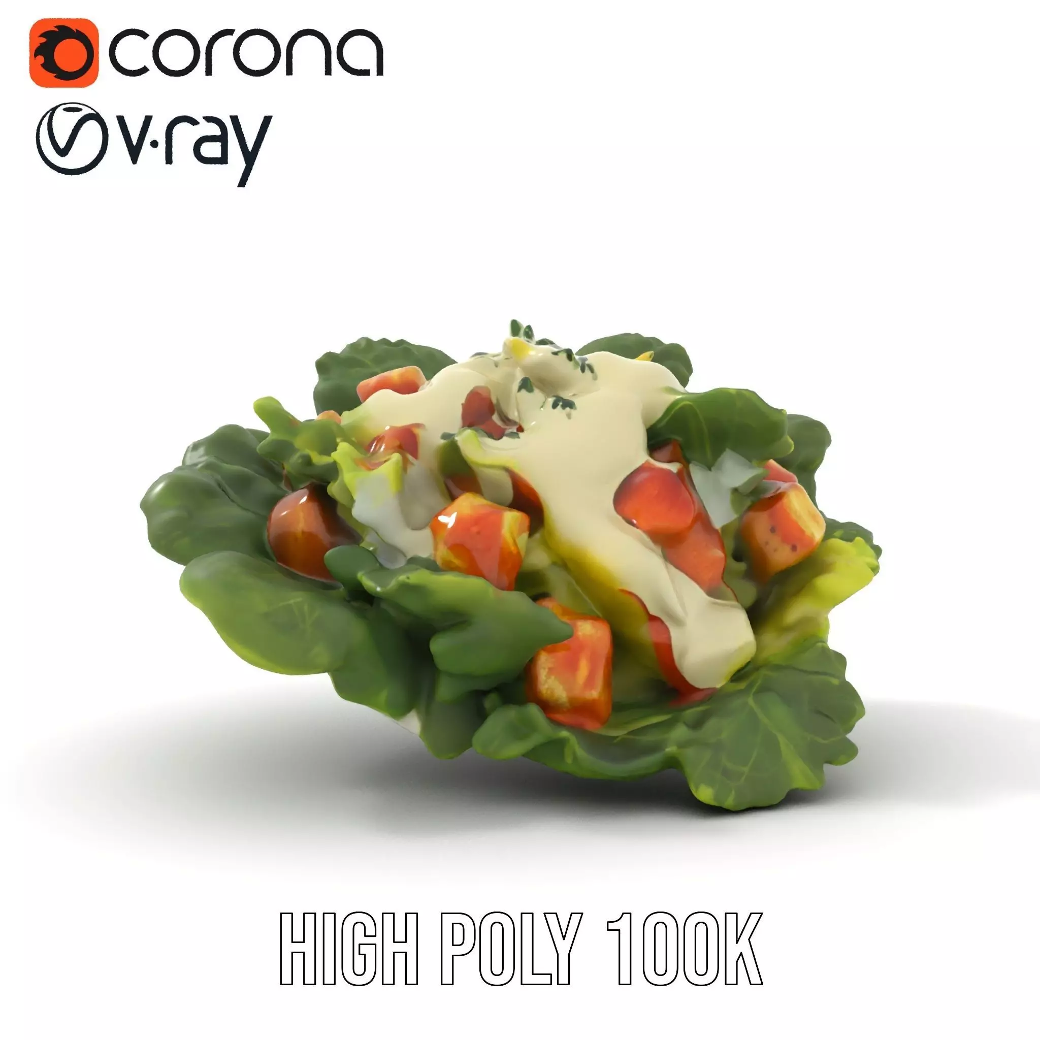 Caesar Salad Model Pack with Lettuce and Croutons Low-poly 3D model_23