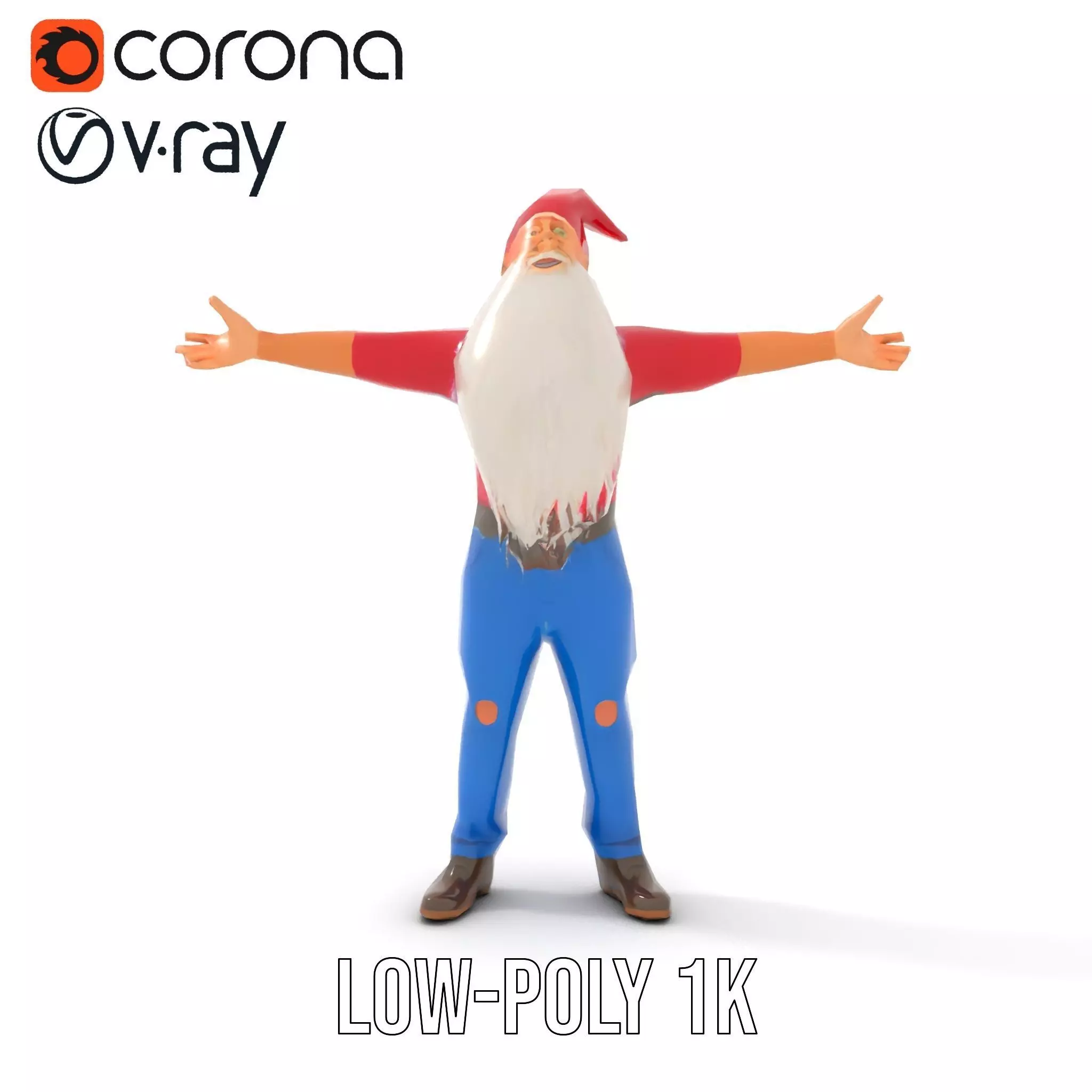 Bearded Gnome Character Model Pack Low-poly 3D model_20
