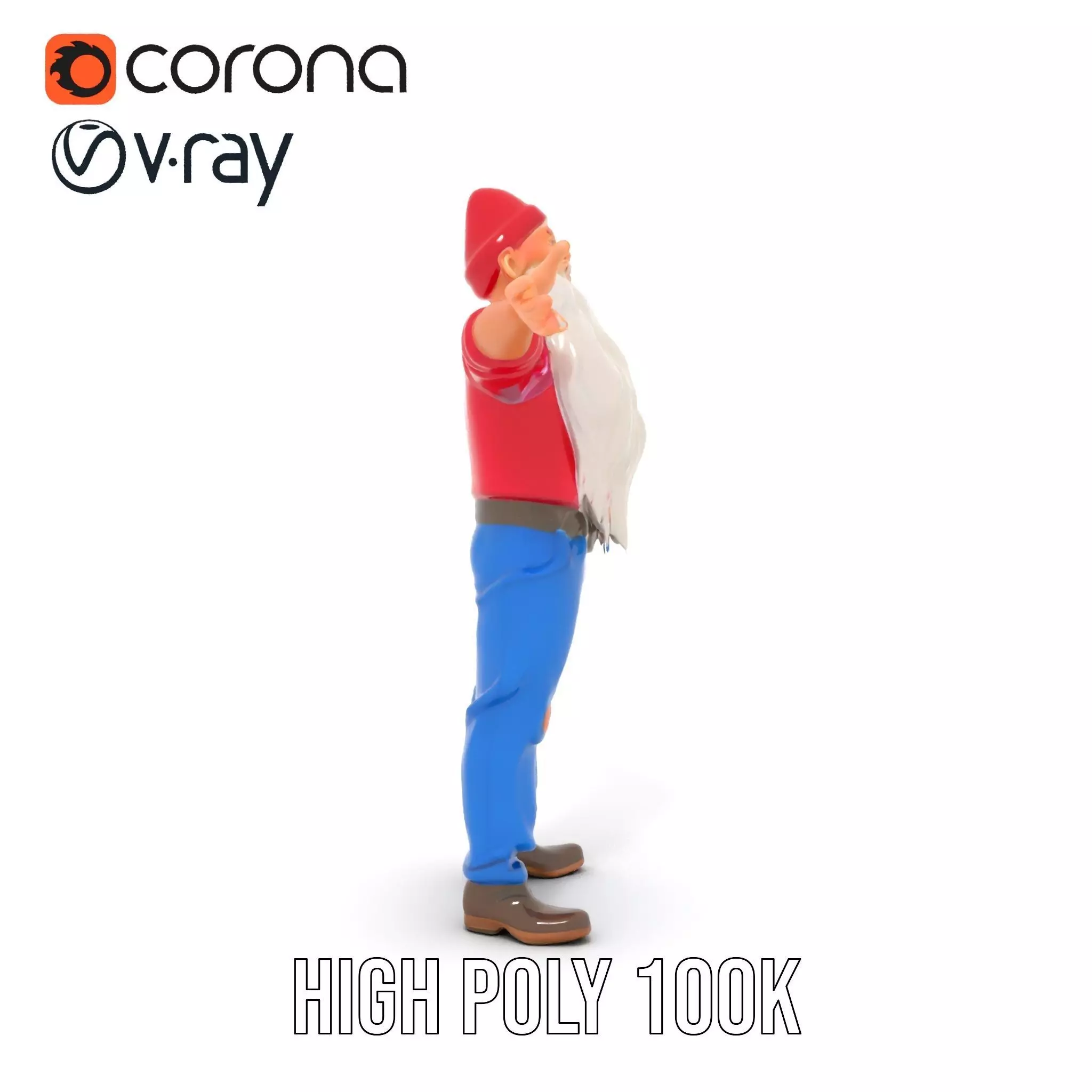 Bearded Gnome Character Model Pack Low-poly 3D model_18