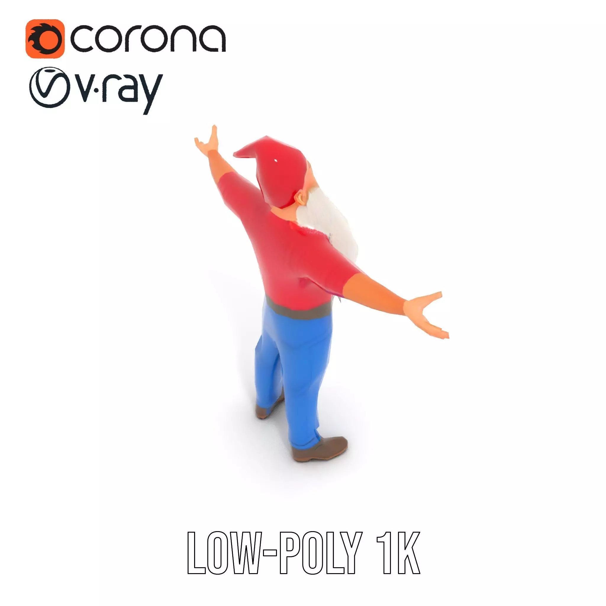 Bearded Gnome Character Model Pack Low-poly 3D model_8