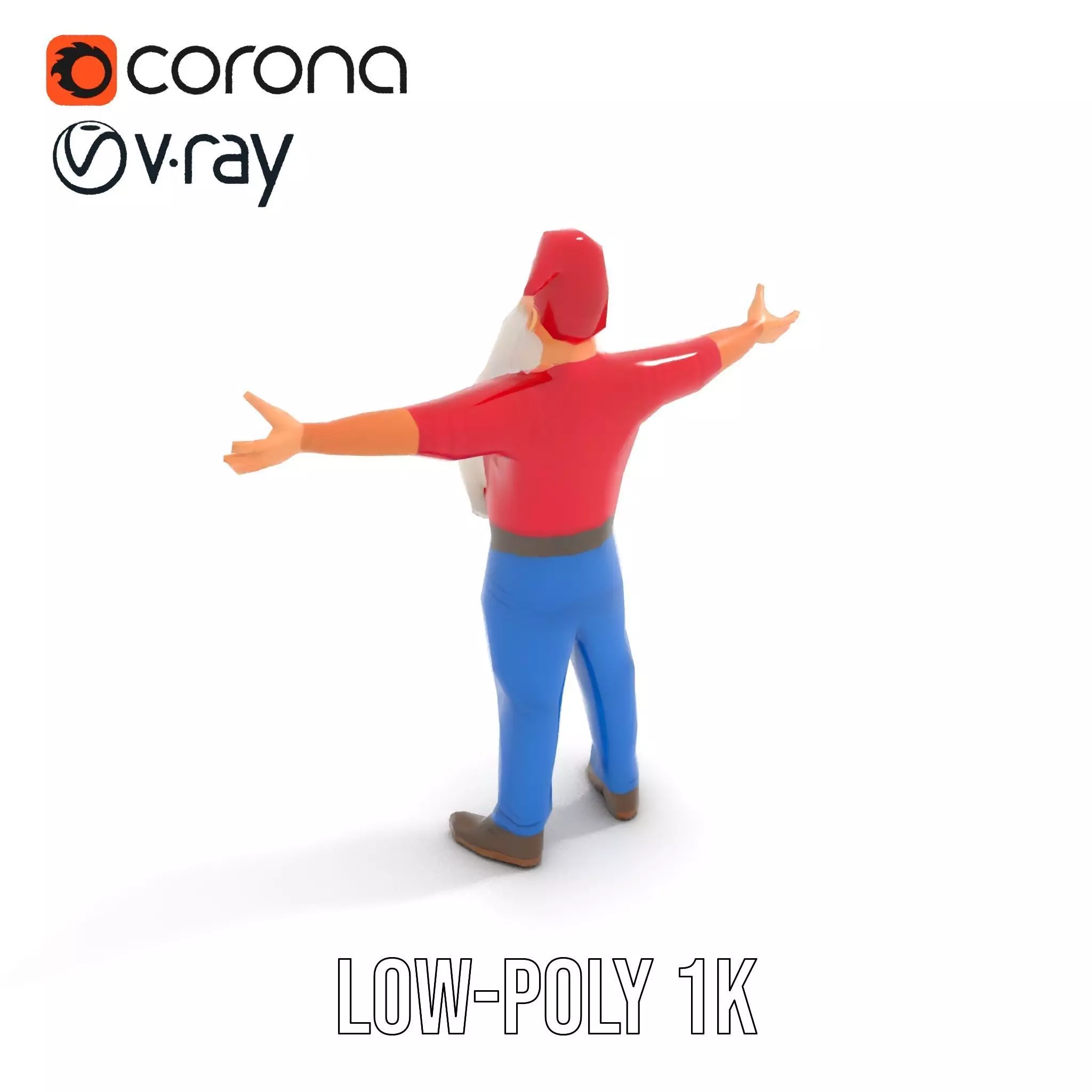 Bearded Gnome Character Model Pack Low-poly 3D model_11