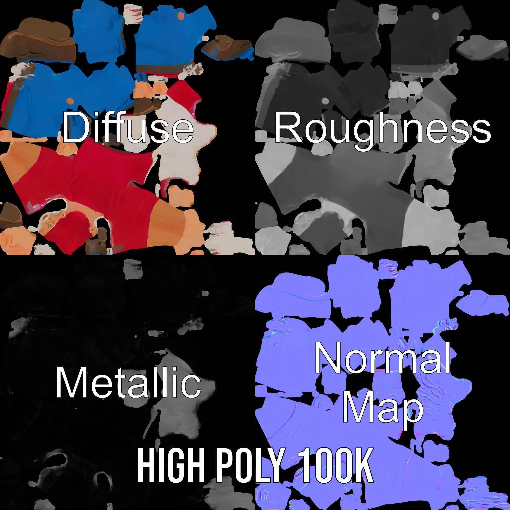 Bearded Gnome Character Model Pack Low-poly 3D model_3