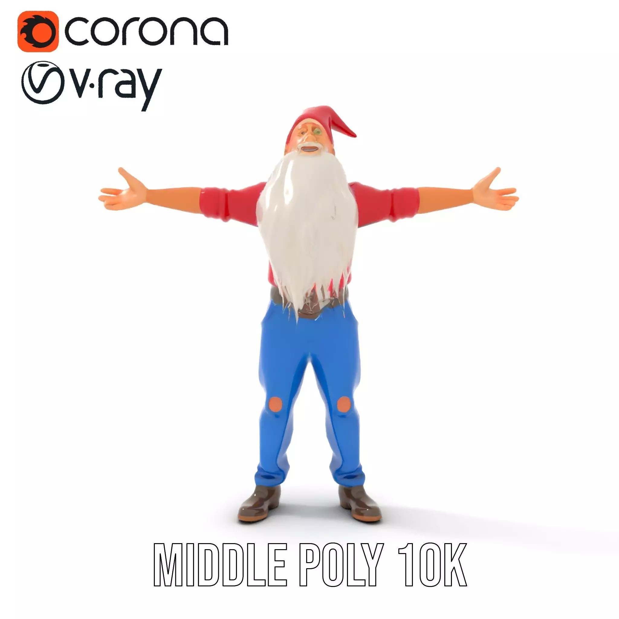 Bearded Gnome Character Model Pack Low-poly 3D model_10
