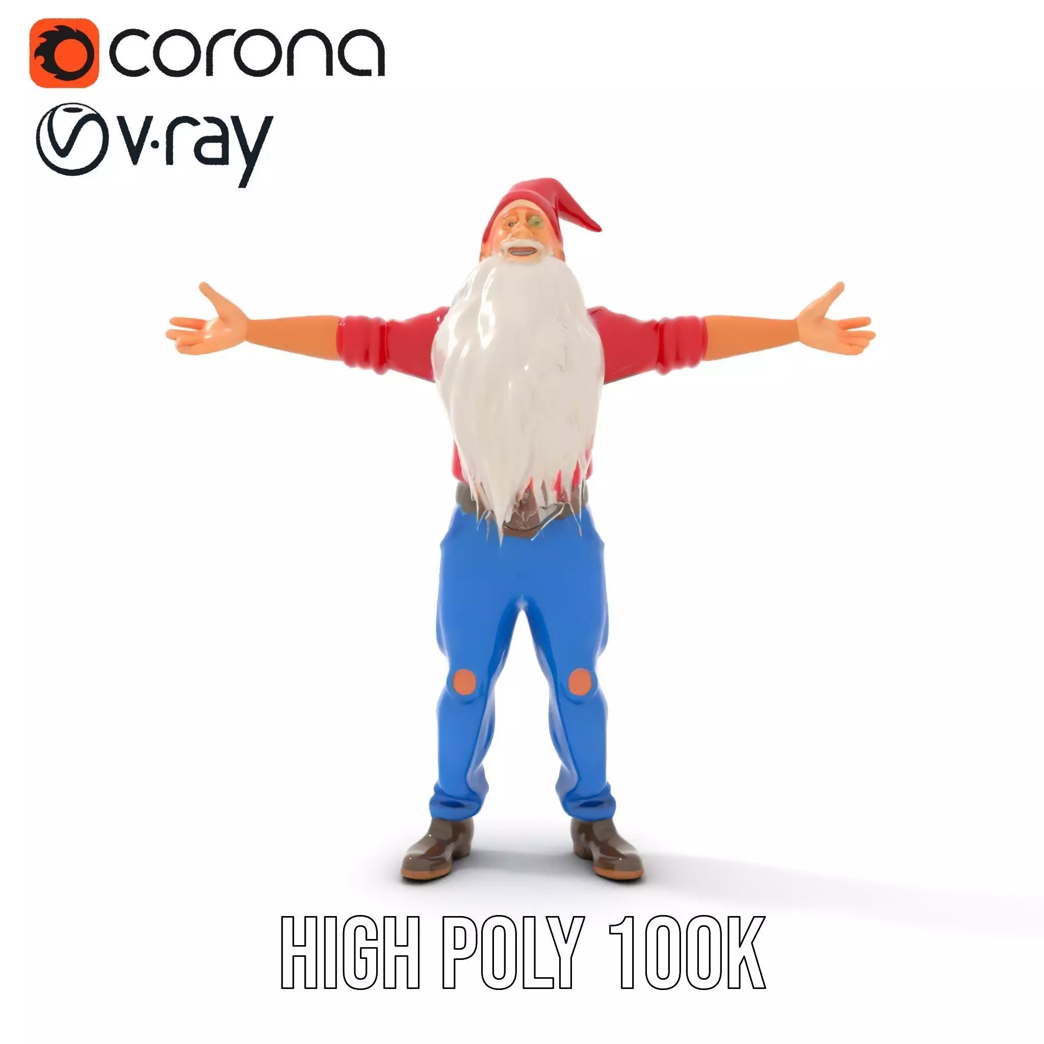 Bearded Gnome Character Model Pack Low-poly 3D model_15