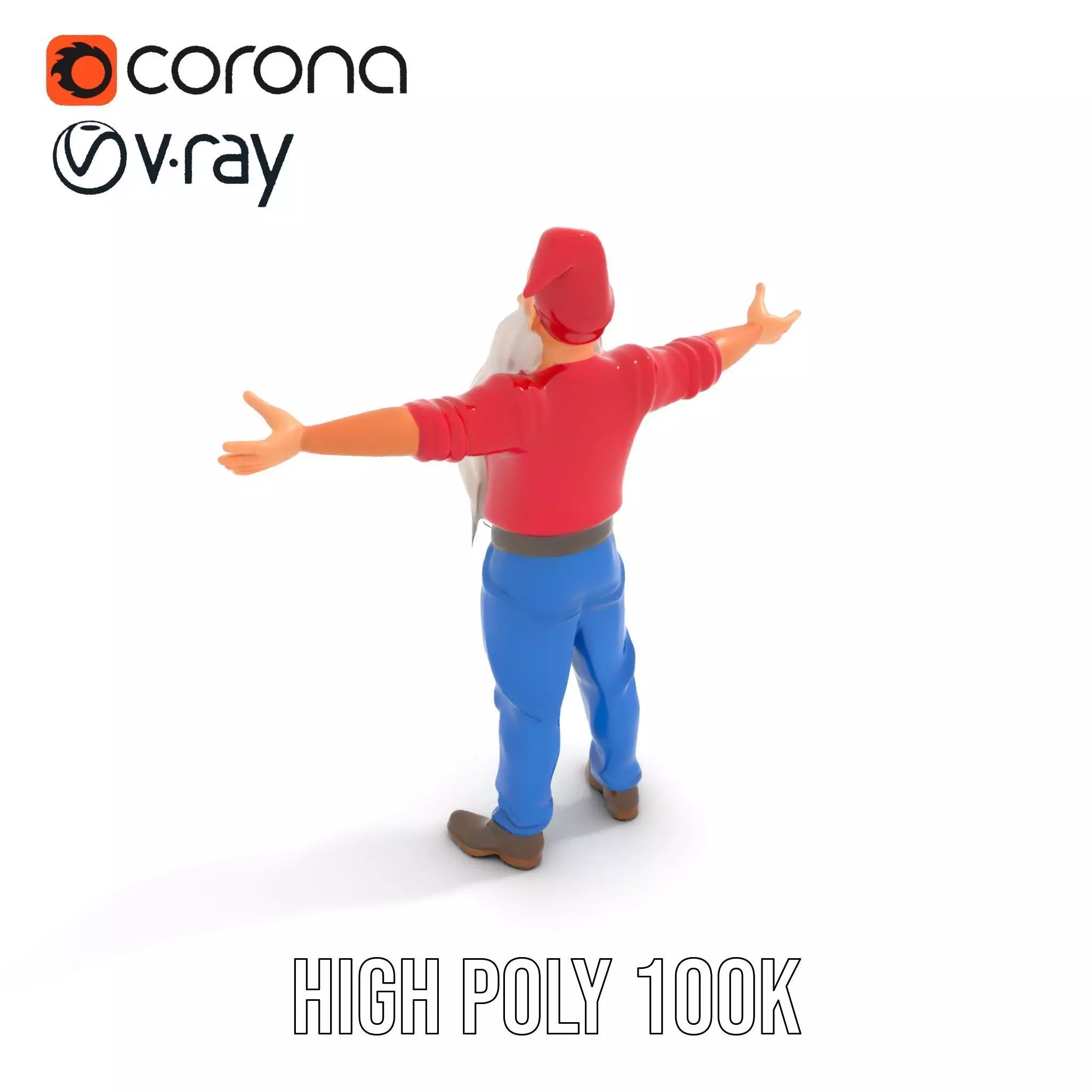 Bearded Gnome Character Model Pack Low-poly 3D model_9