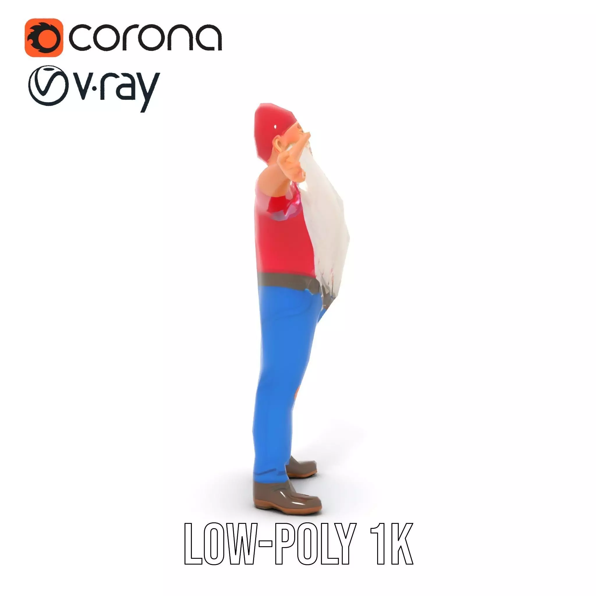 Bearded Gnome Character Model Pack Low-poly 3D model_14