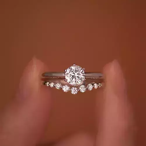 3DM Format Custom Solitaire diamond engagement ring set for her