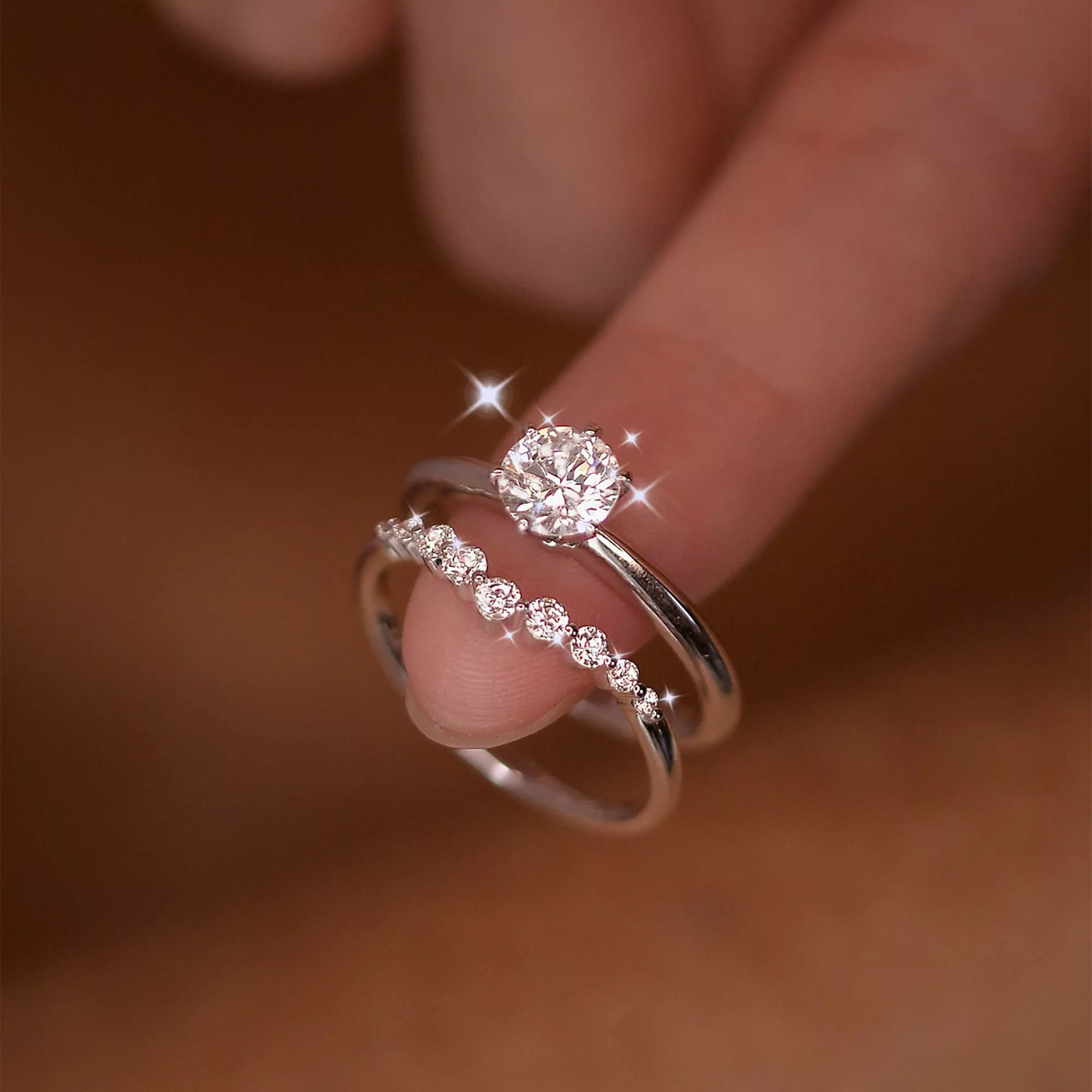 3DM Format Custom Solitaire diamond engagement ring set for her 3D print model_7