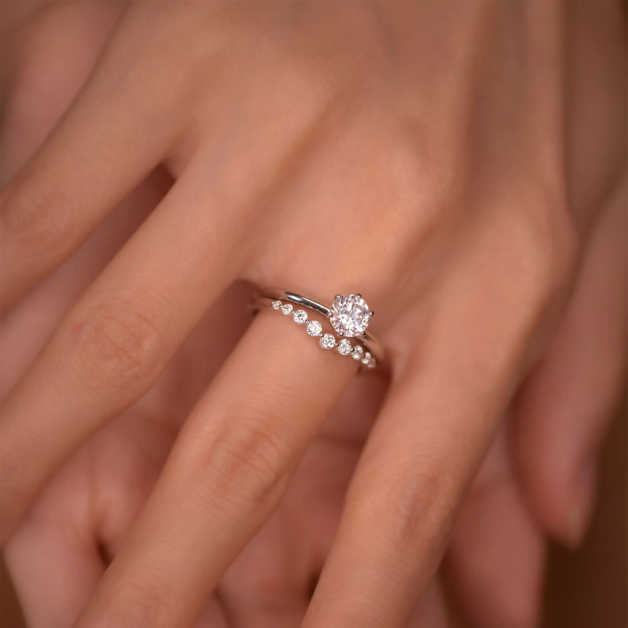 3DM Format Custom Solitaire diamond engagement ring set for her 3D print model_2