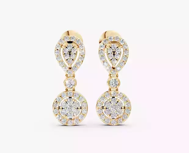 N ER02 Drop pear round cut diamond earring