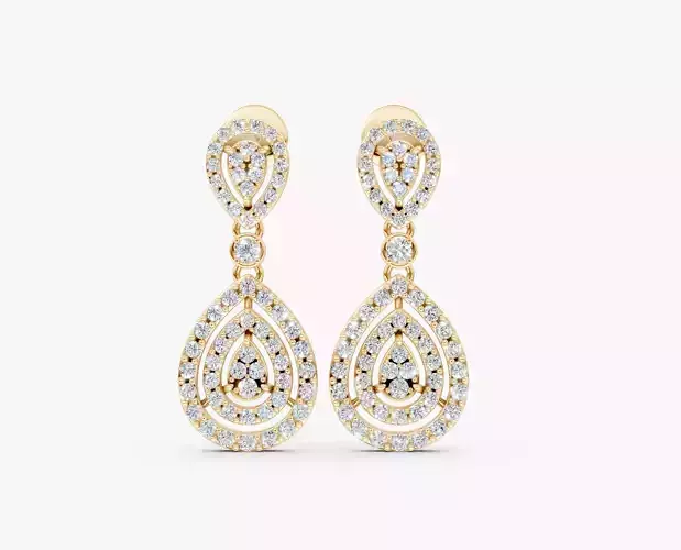 N ER03 Pear shape drop diamond earring