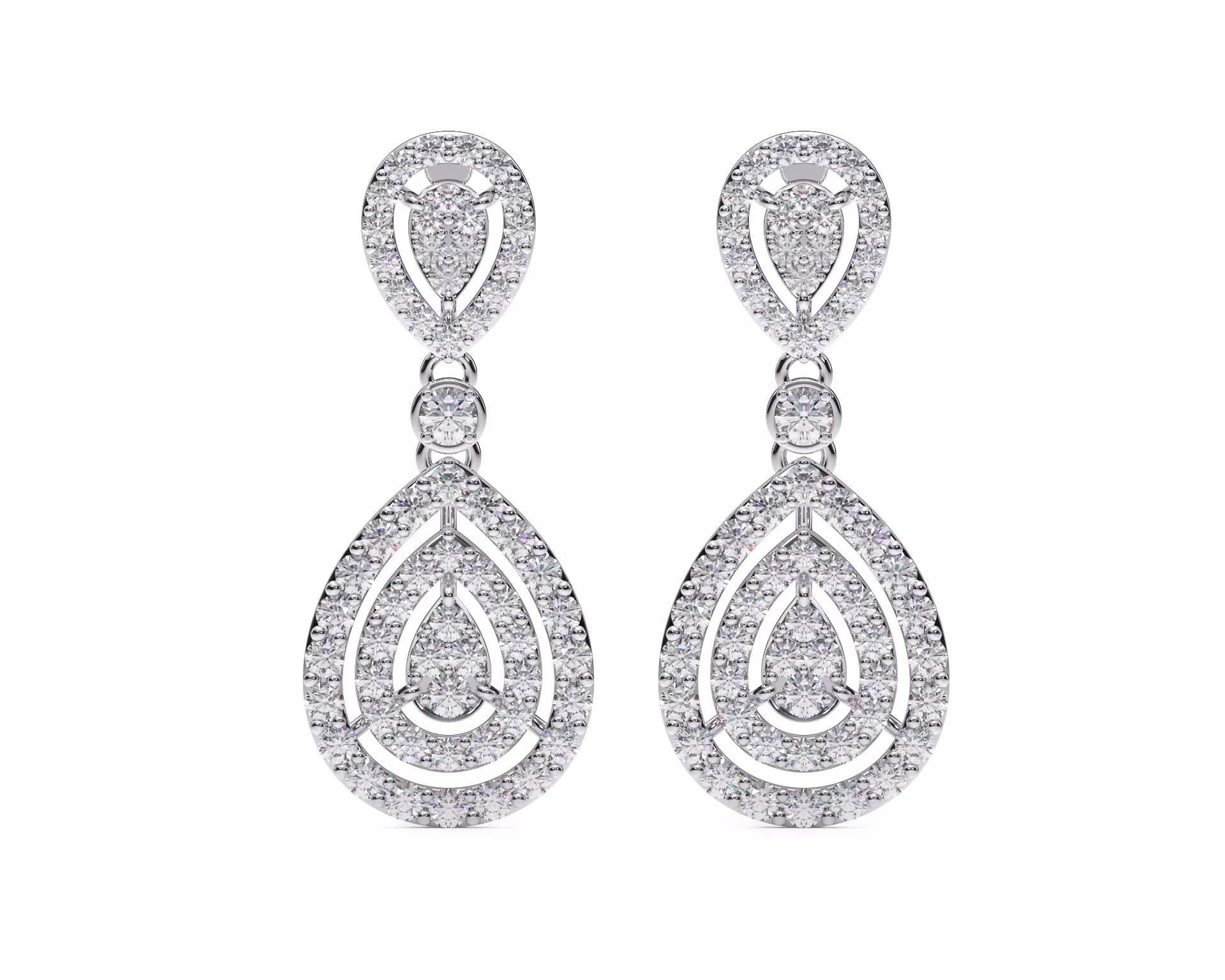 N ER03 Pear shape drop diamond earring 3D print model_4