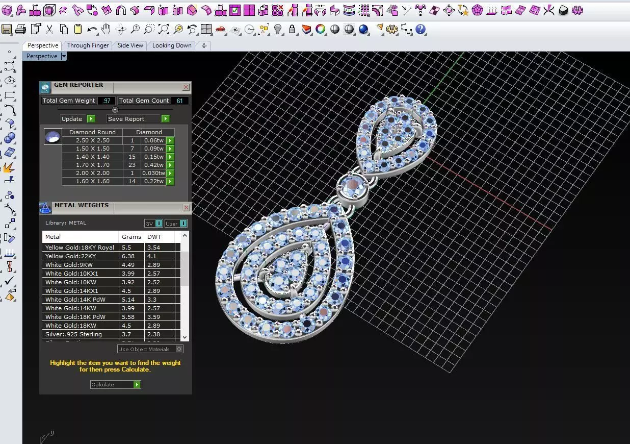 N ER03 Pear shape drop diamond earring 3D print model_6