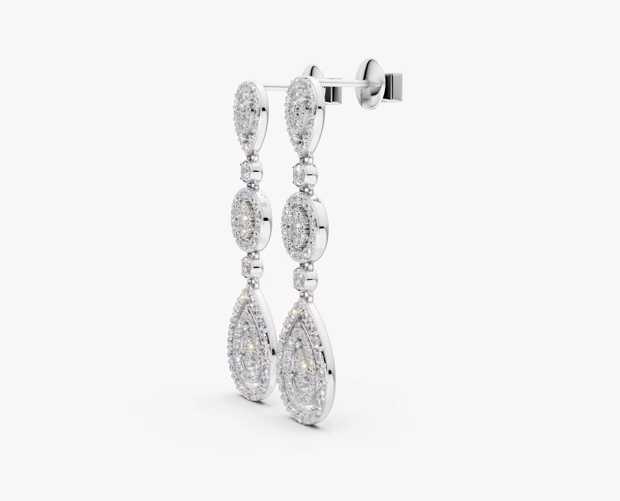 N ER04  Pear shape drop long earring 3D print model_3